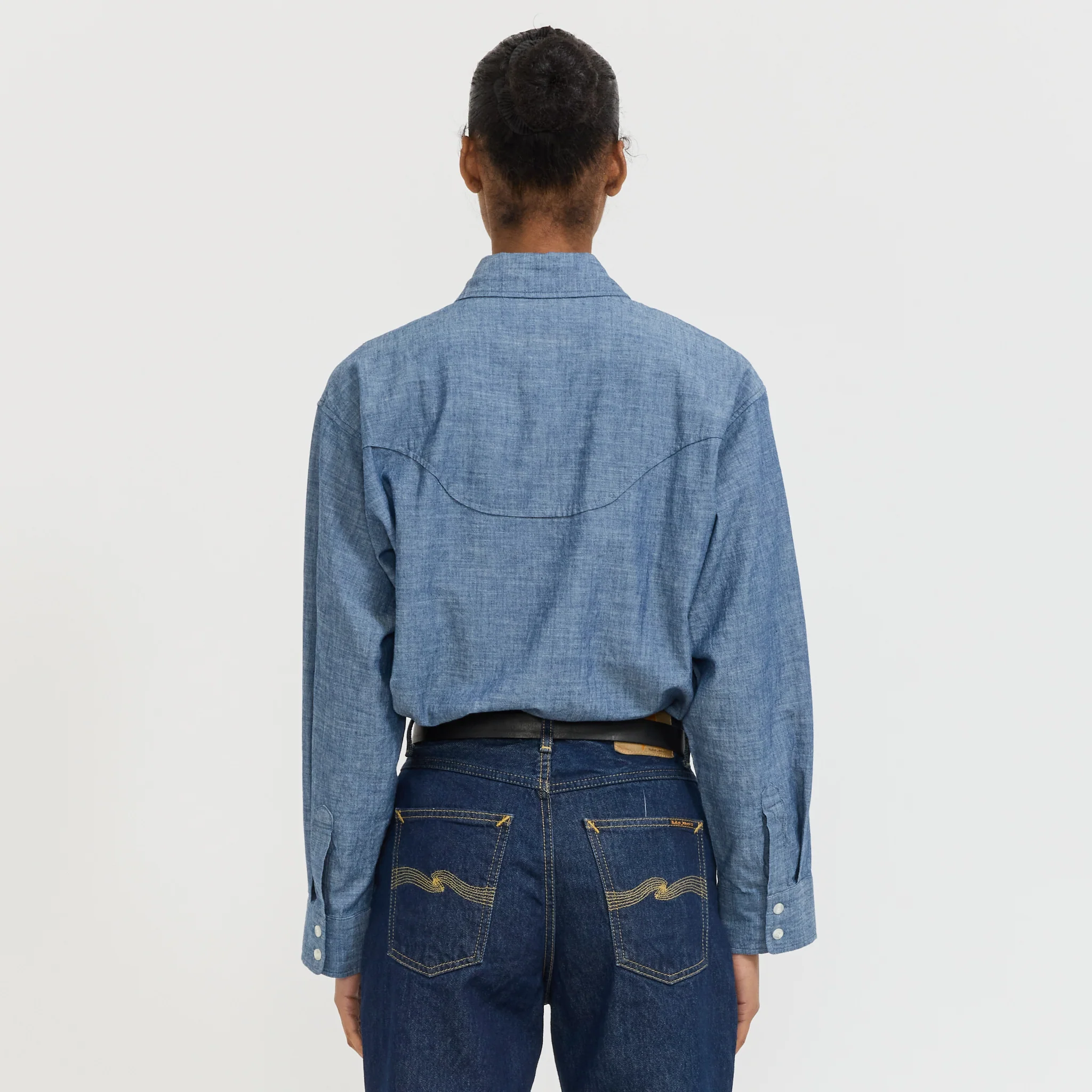 Daisy Chambray Western Shirt Blue - Image 4
