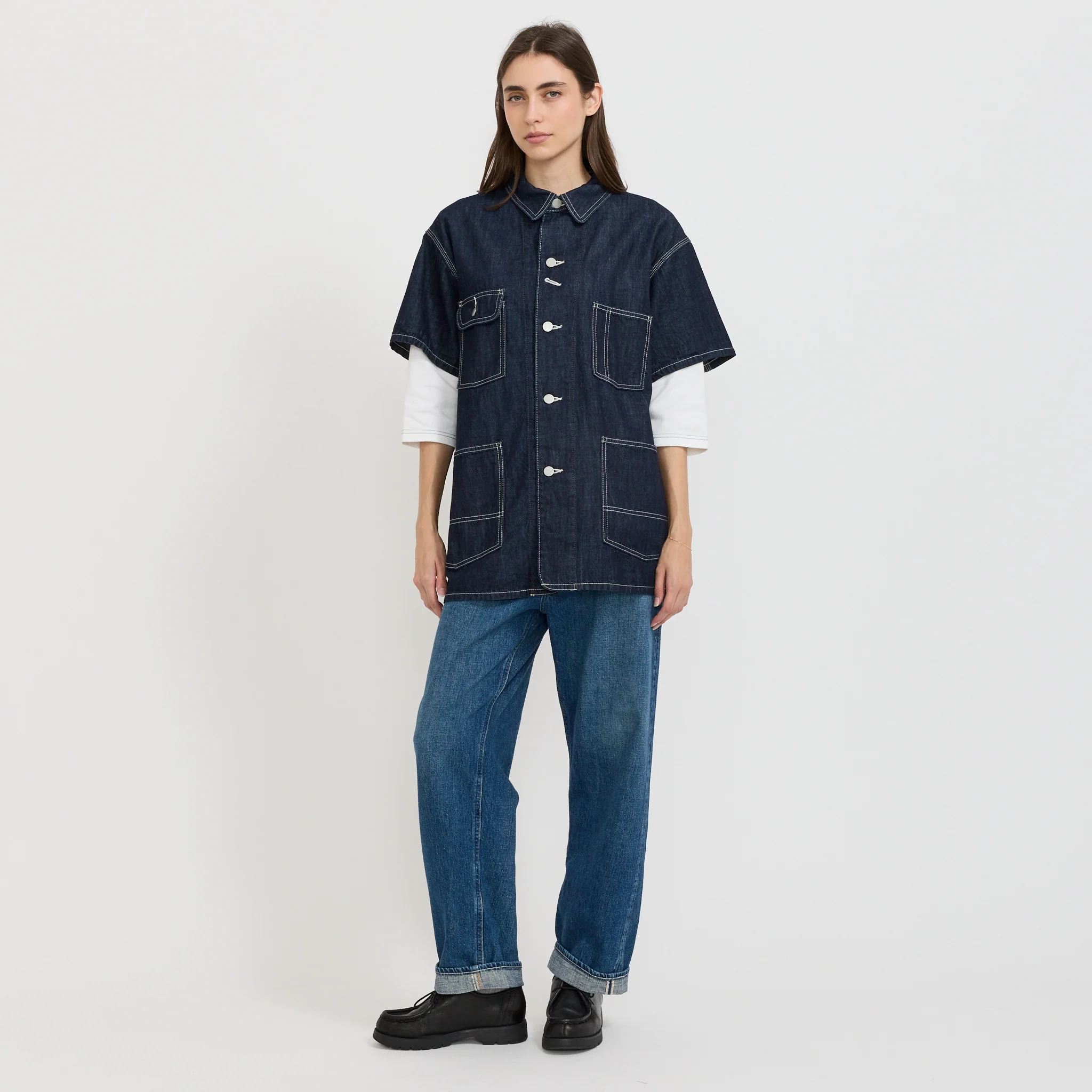 Denim Coverall Short Sleeve Indigo - Image 6