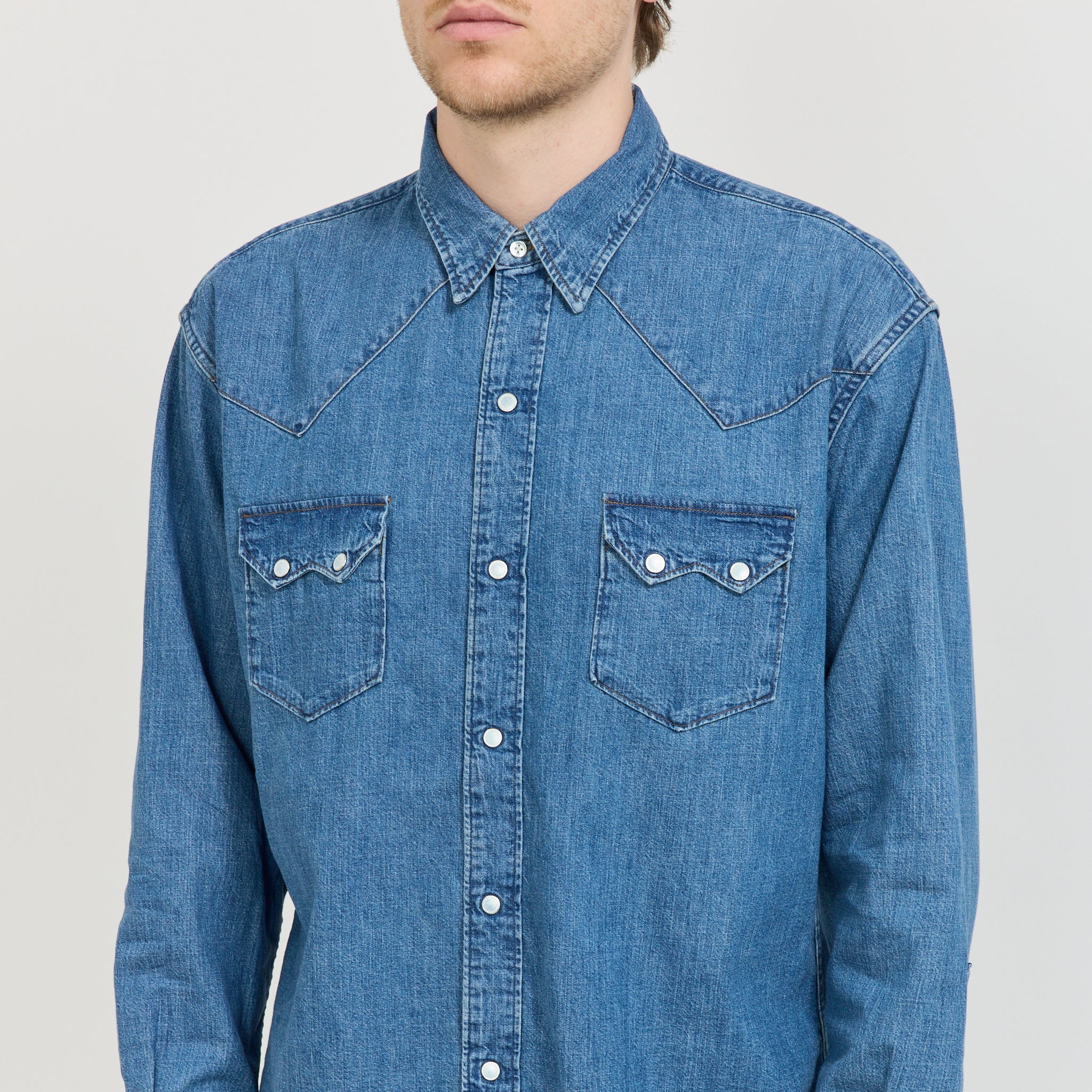 Denim Western Shirt Denim Used - Image 5