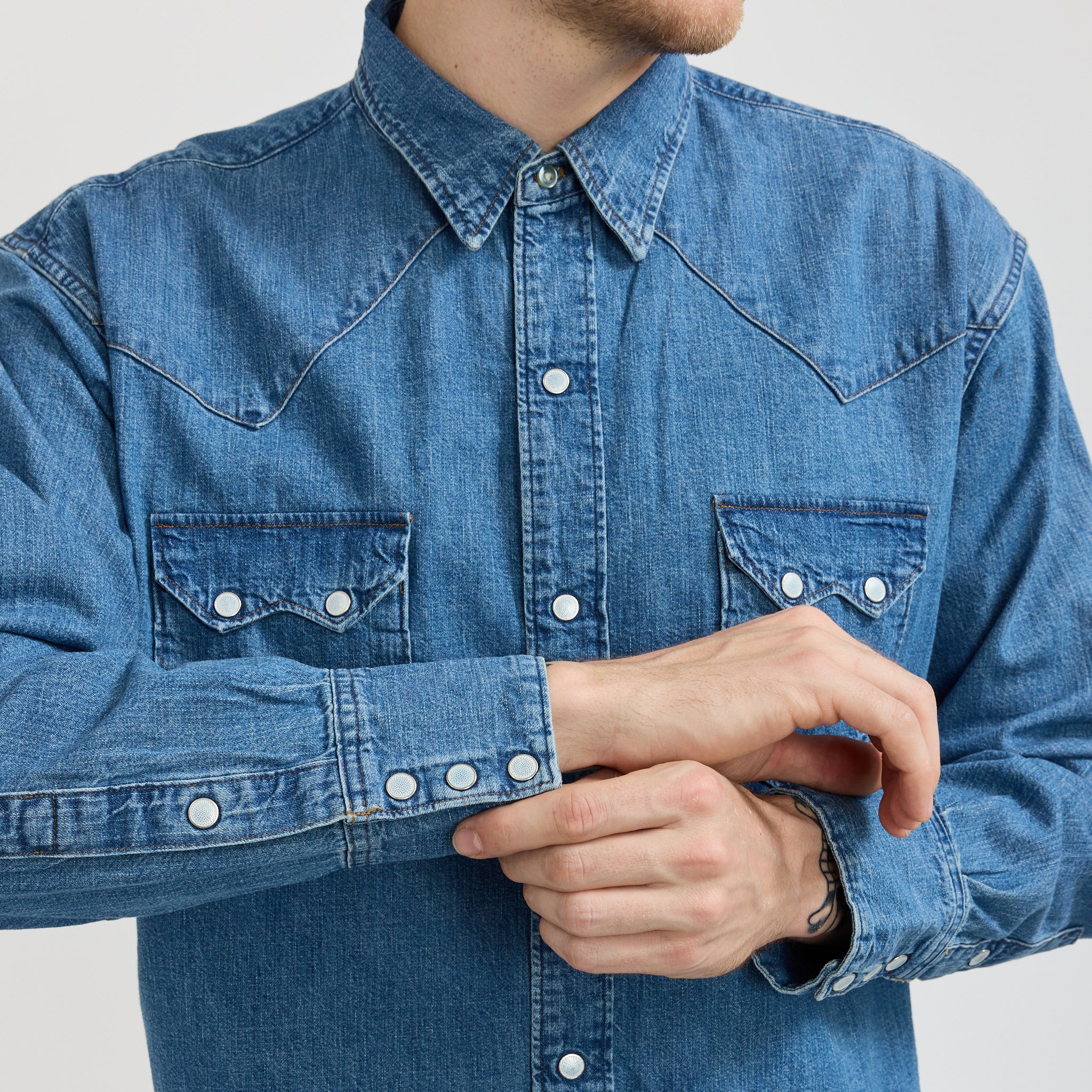 Denim Western Shirt Denim Used - Image 6