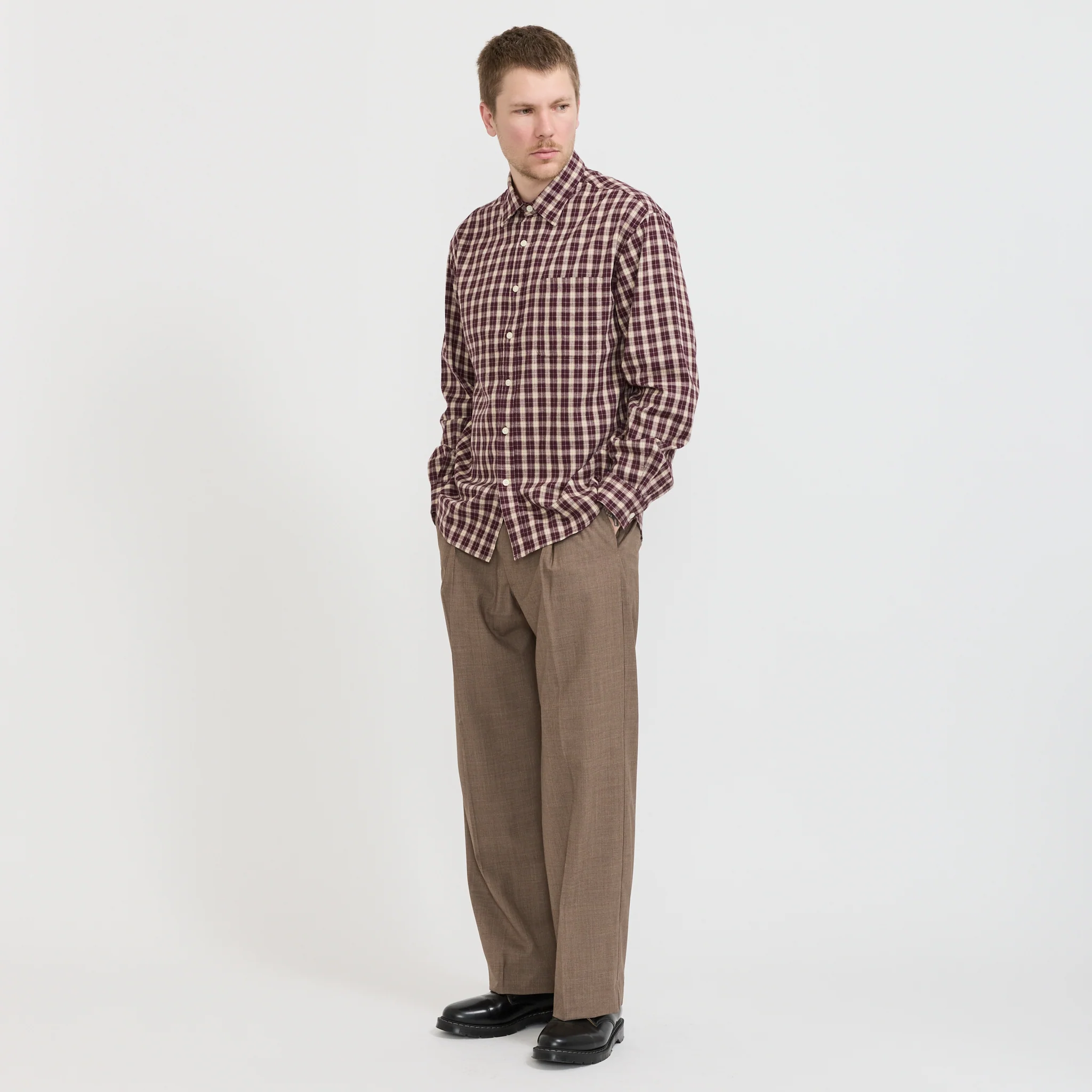 Deon Flannel Shirt Wine Check - Image 2
