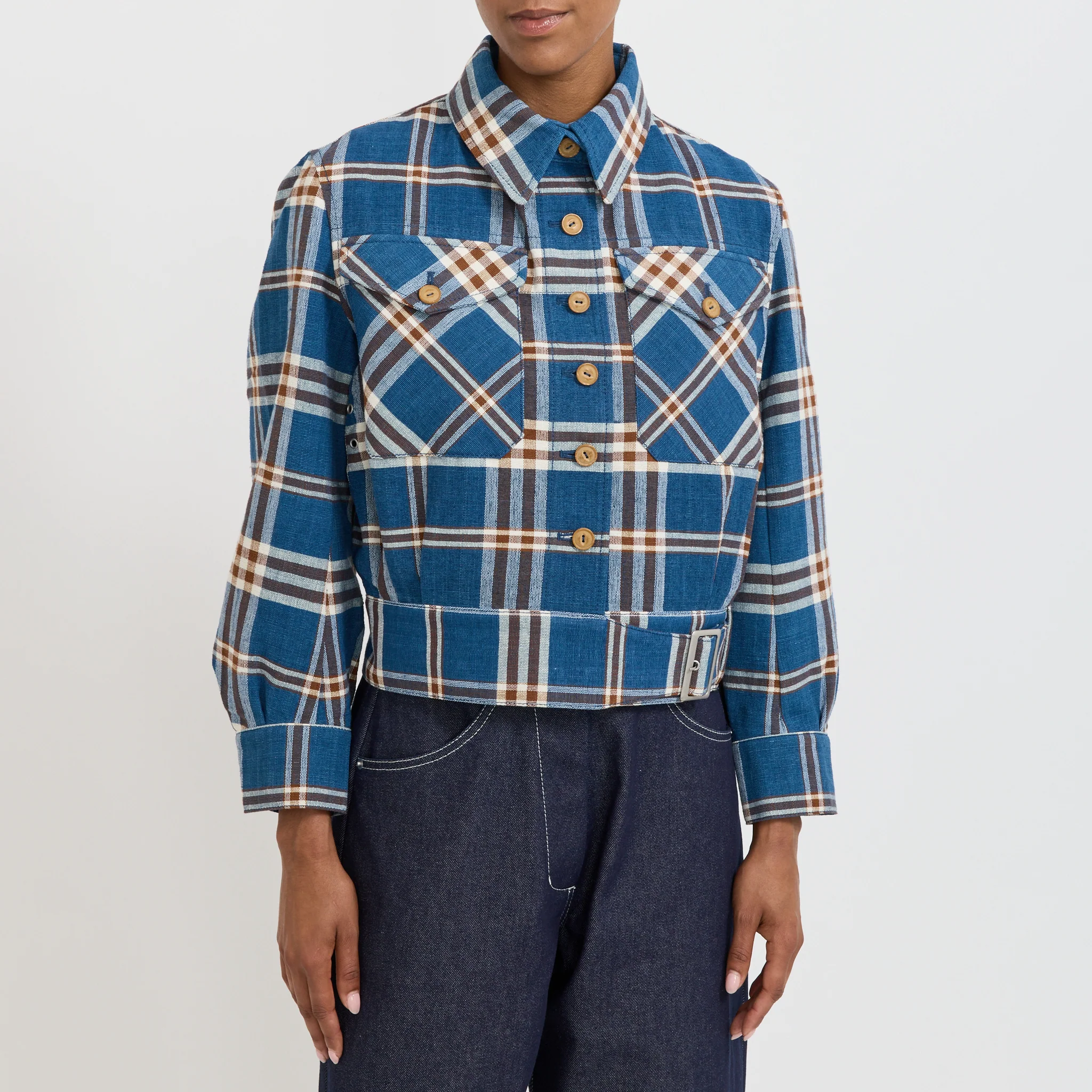 Despatch Jacket Indigo Check - Image 5