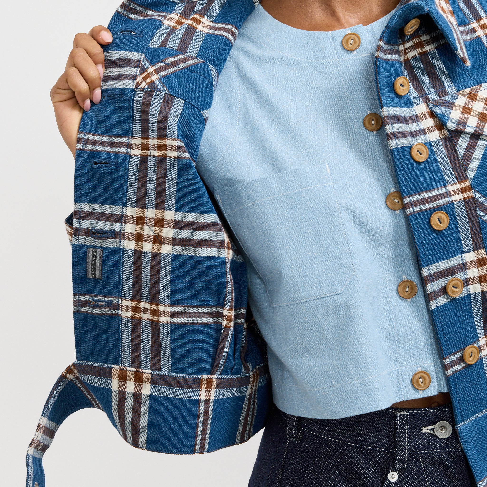 Despatch Jacket Indigo Check - Image 6