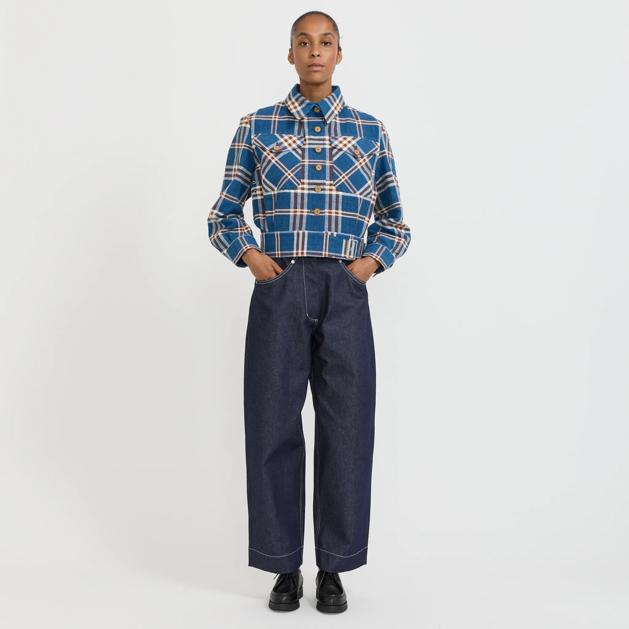 Despatch Jacket Indigo Check - Image 7