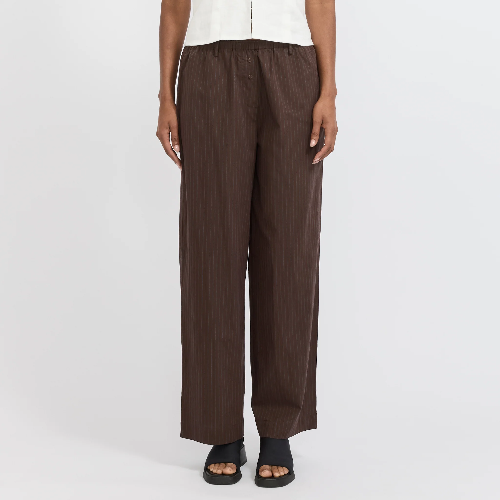 Double Button Pant Brown Stripe
