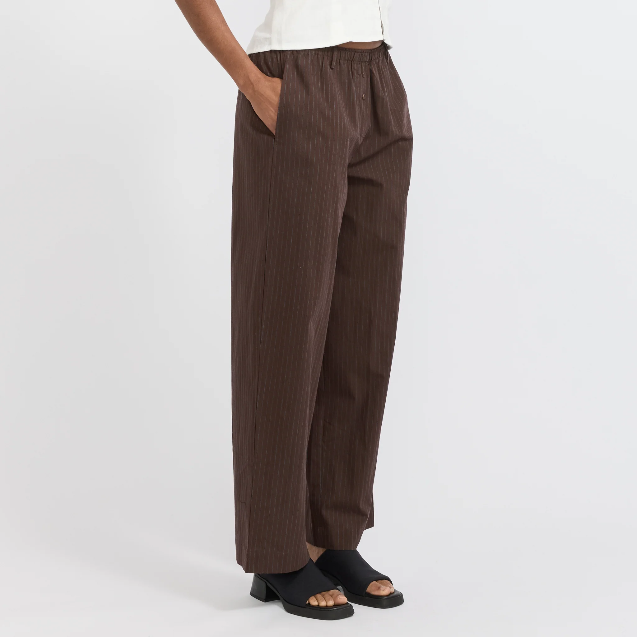 Double Button Pant Brown Stripe - Image 3