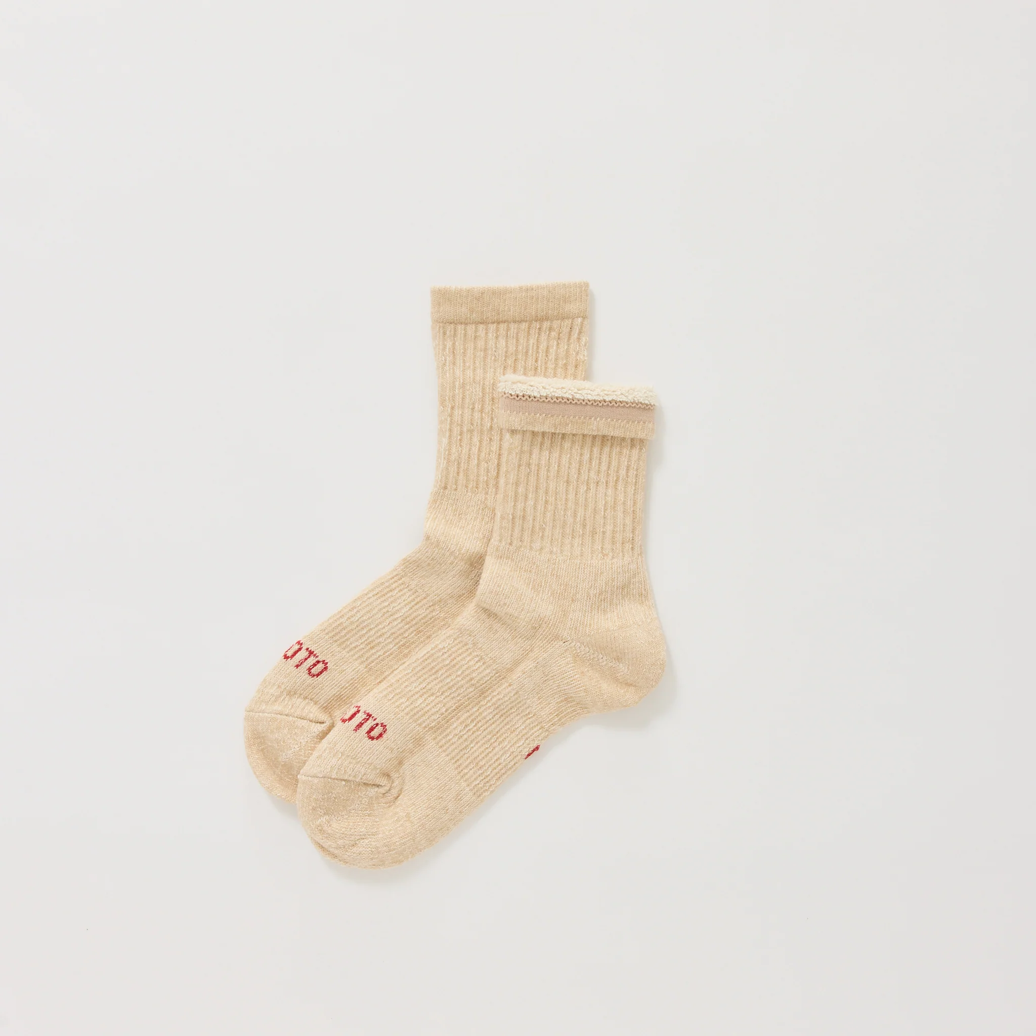 Double Face Mini Crew Socks Beige