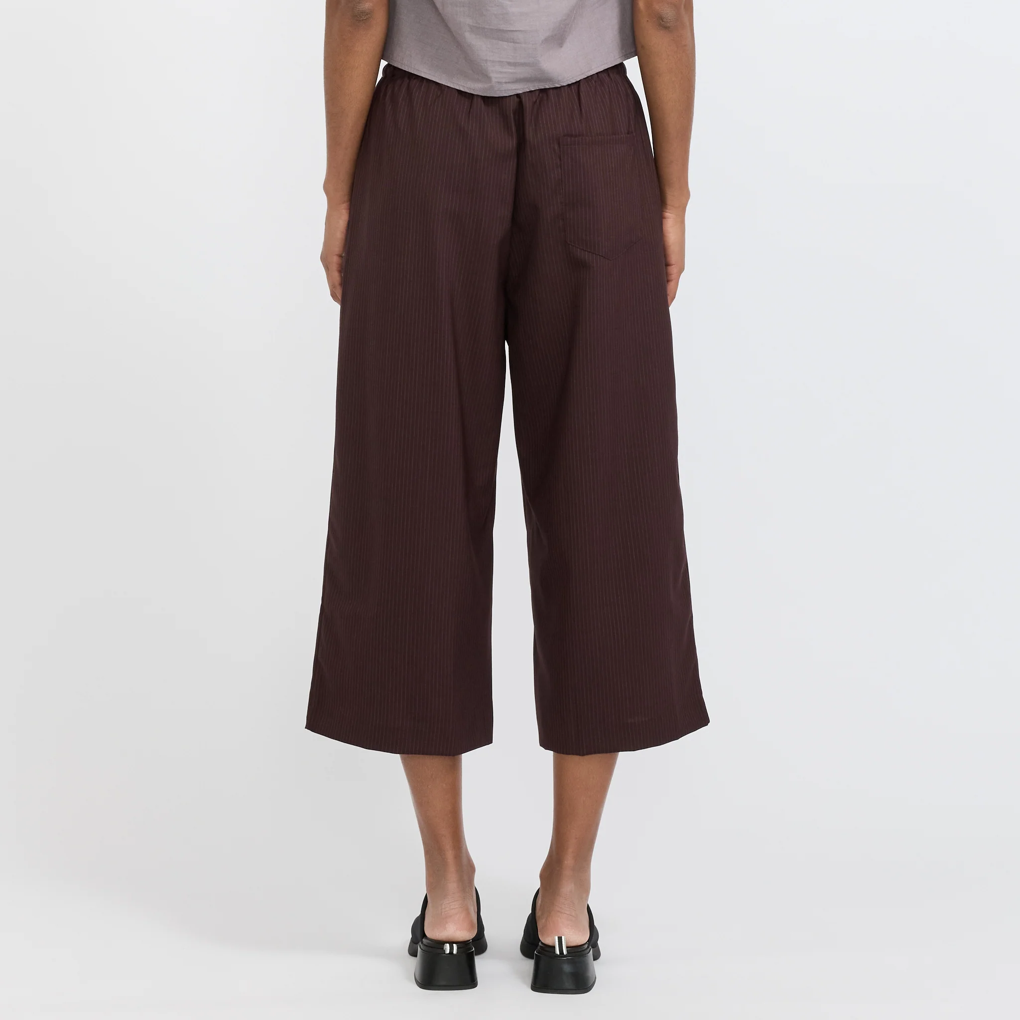 Drawcord Culotte Burgundy Brown Stripe - Image 4