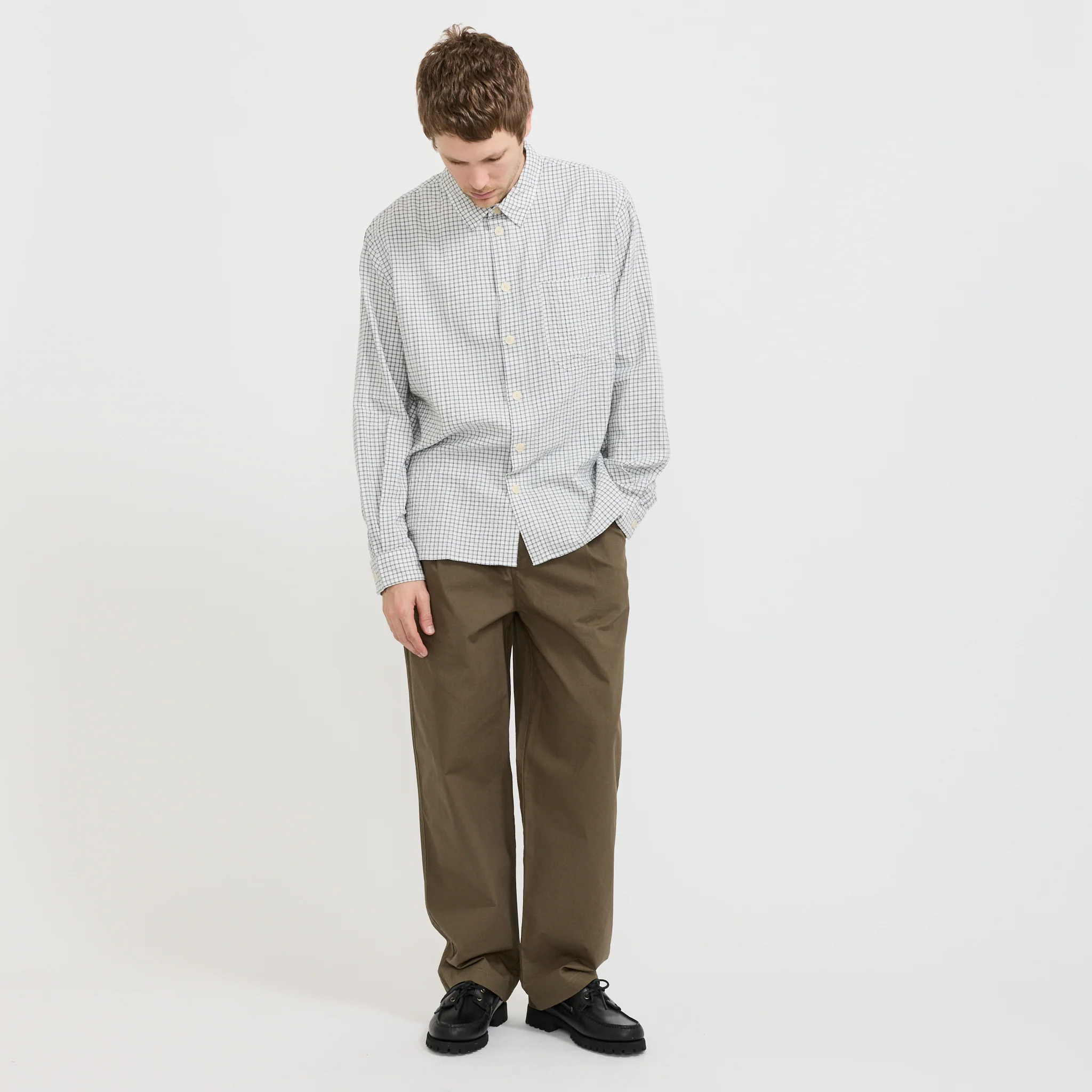 Easy Fit Shirt Soft Blue Mini Check - Image 2