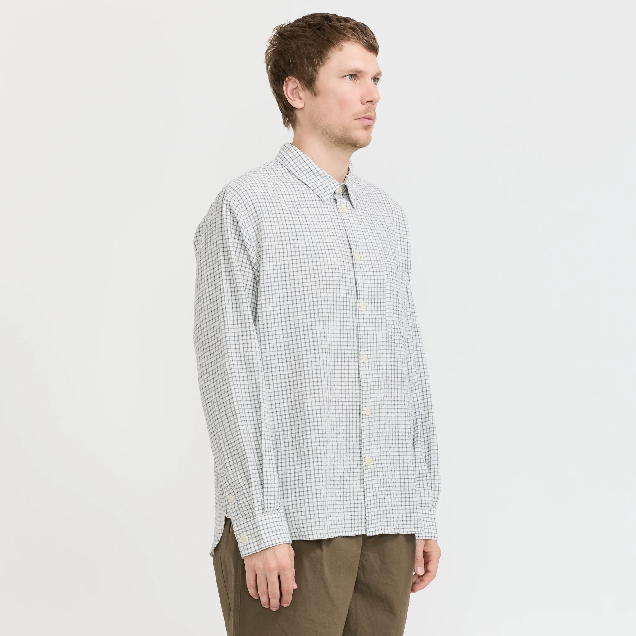 Easy Fit Shirt Soft Blue Mini Check - Image 3