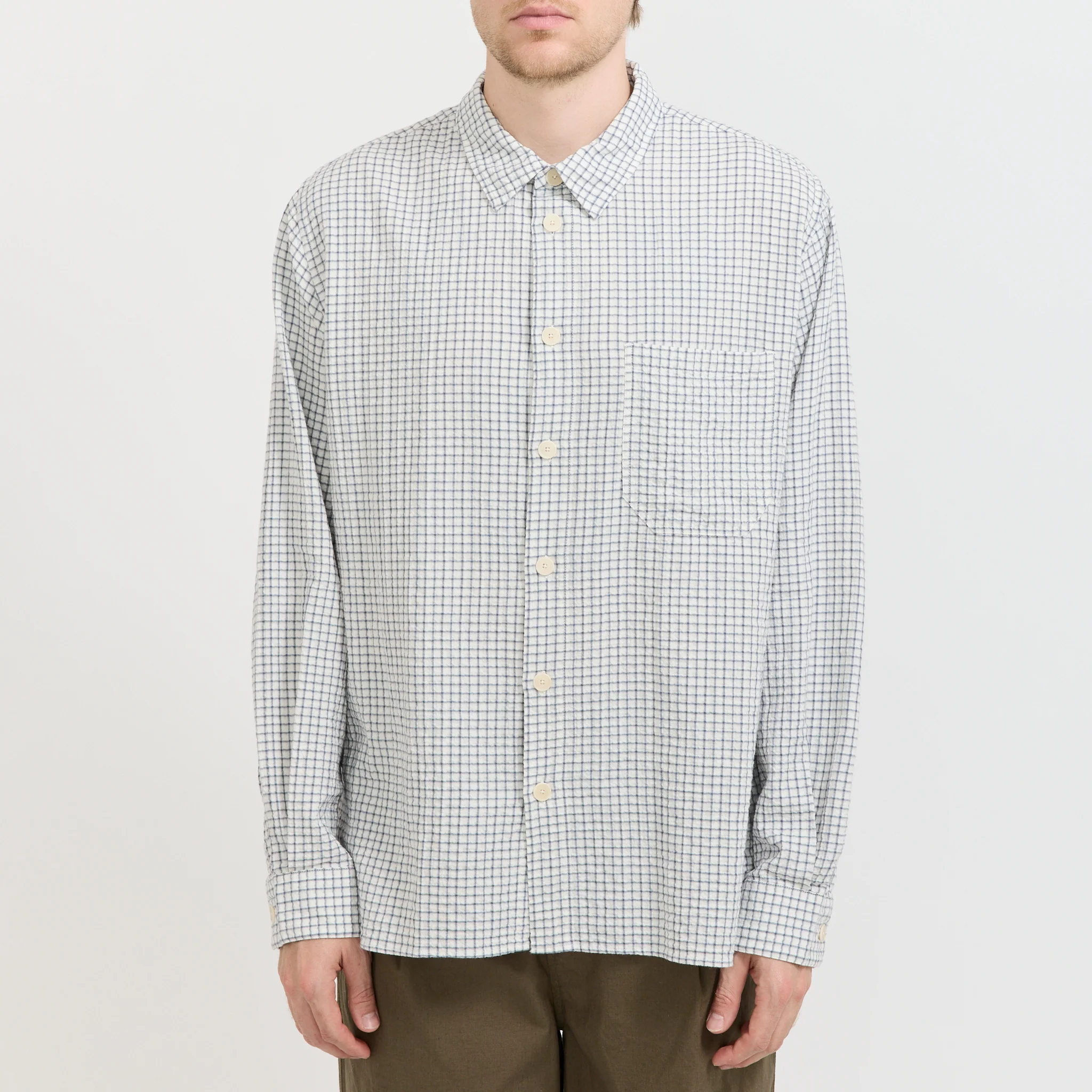 Easy Fit Shirt Soft Blue Mini Check - Image 5