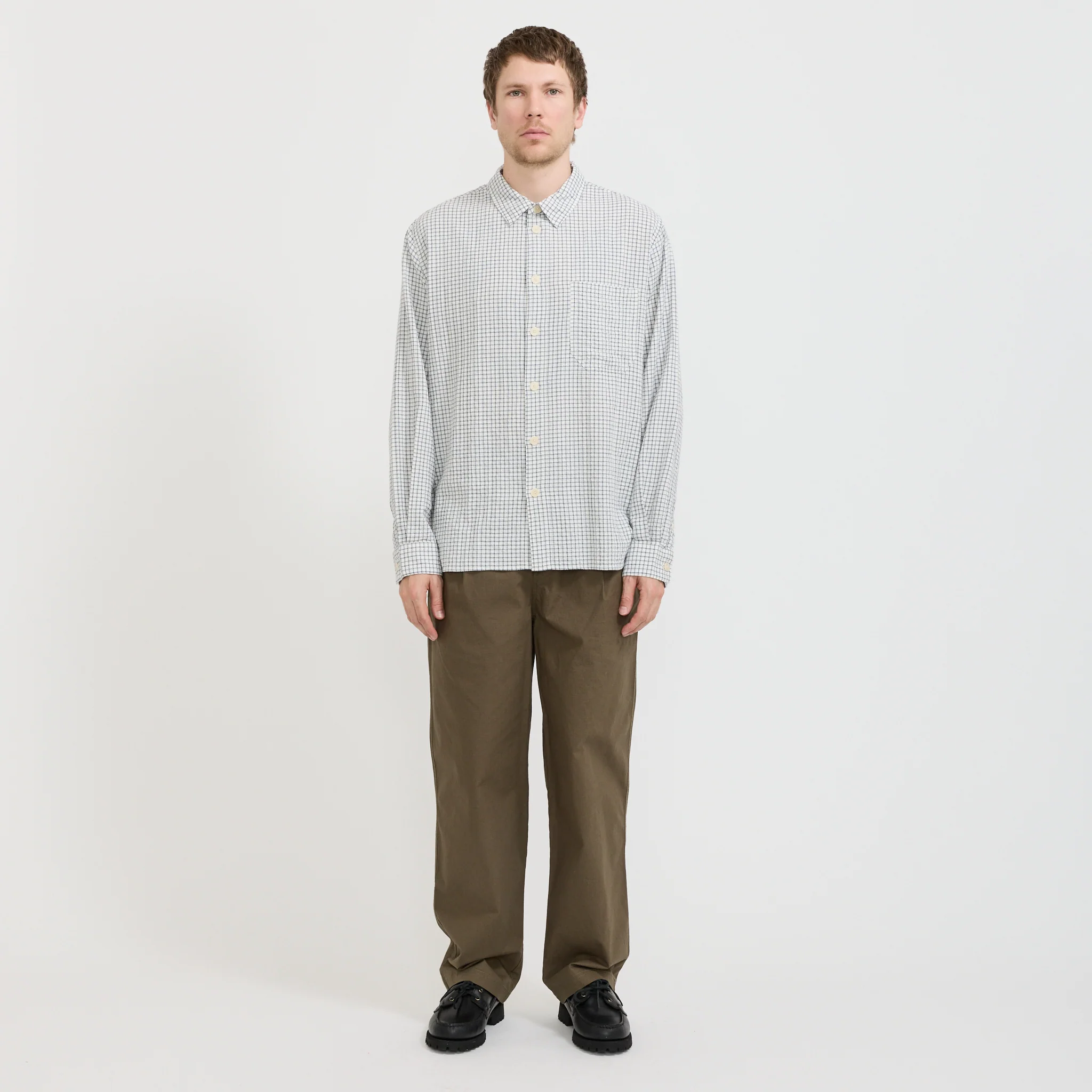Easy Fit Shirt Soft Blue Mini Check - Image 6
