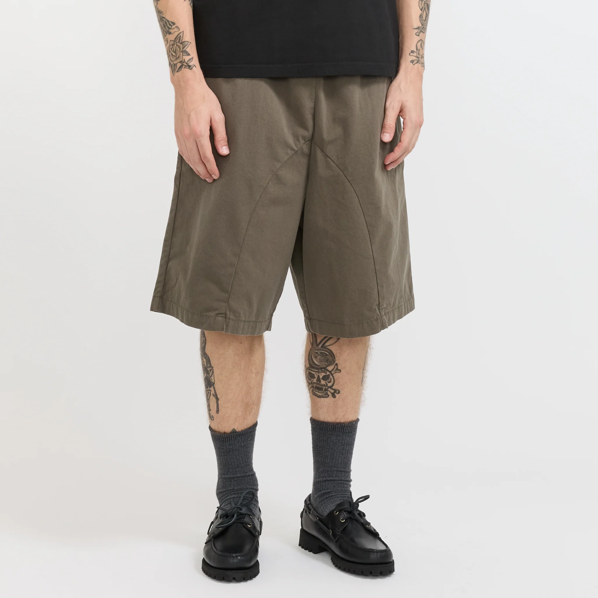 Elasticated Cotton Shorts Bark