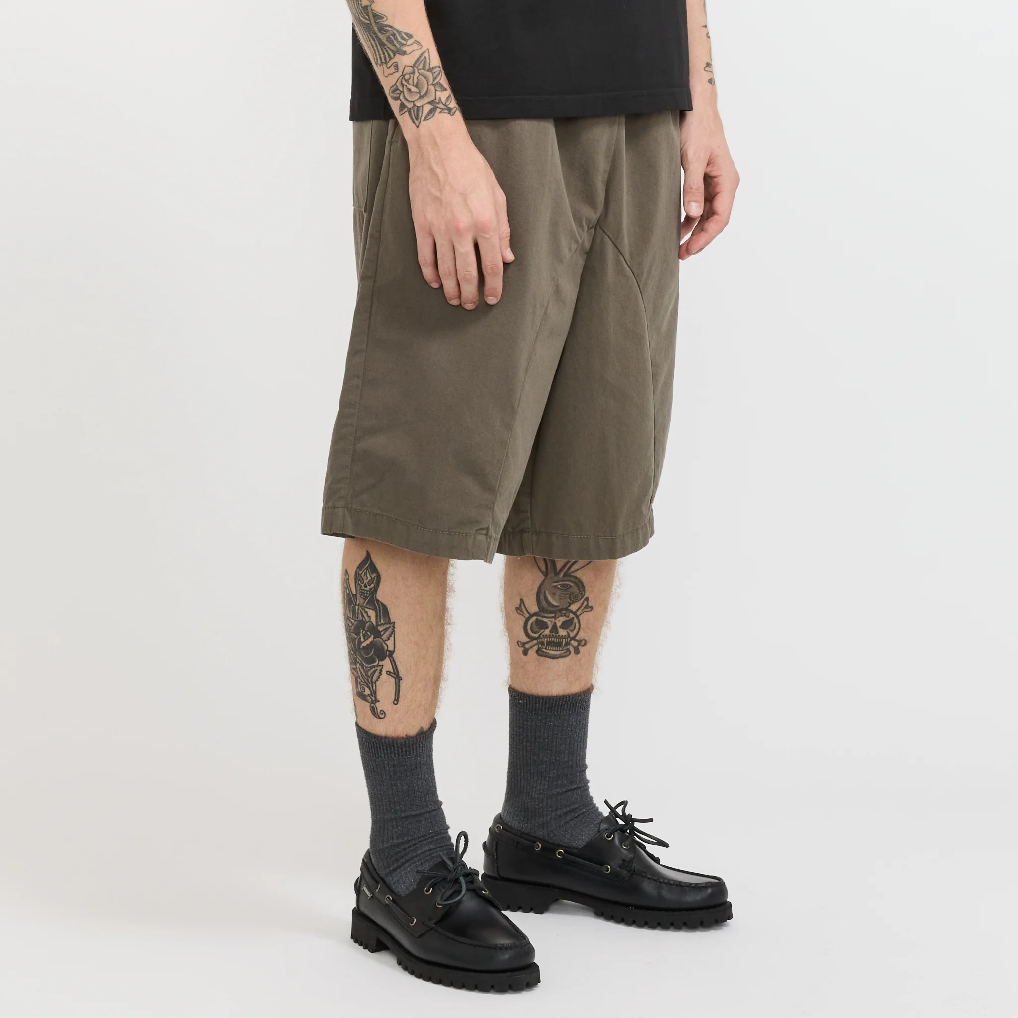 Elasticated Cotton Shorts Bark - Image 3