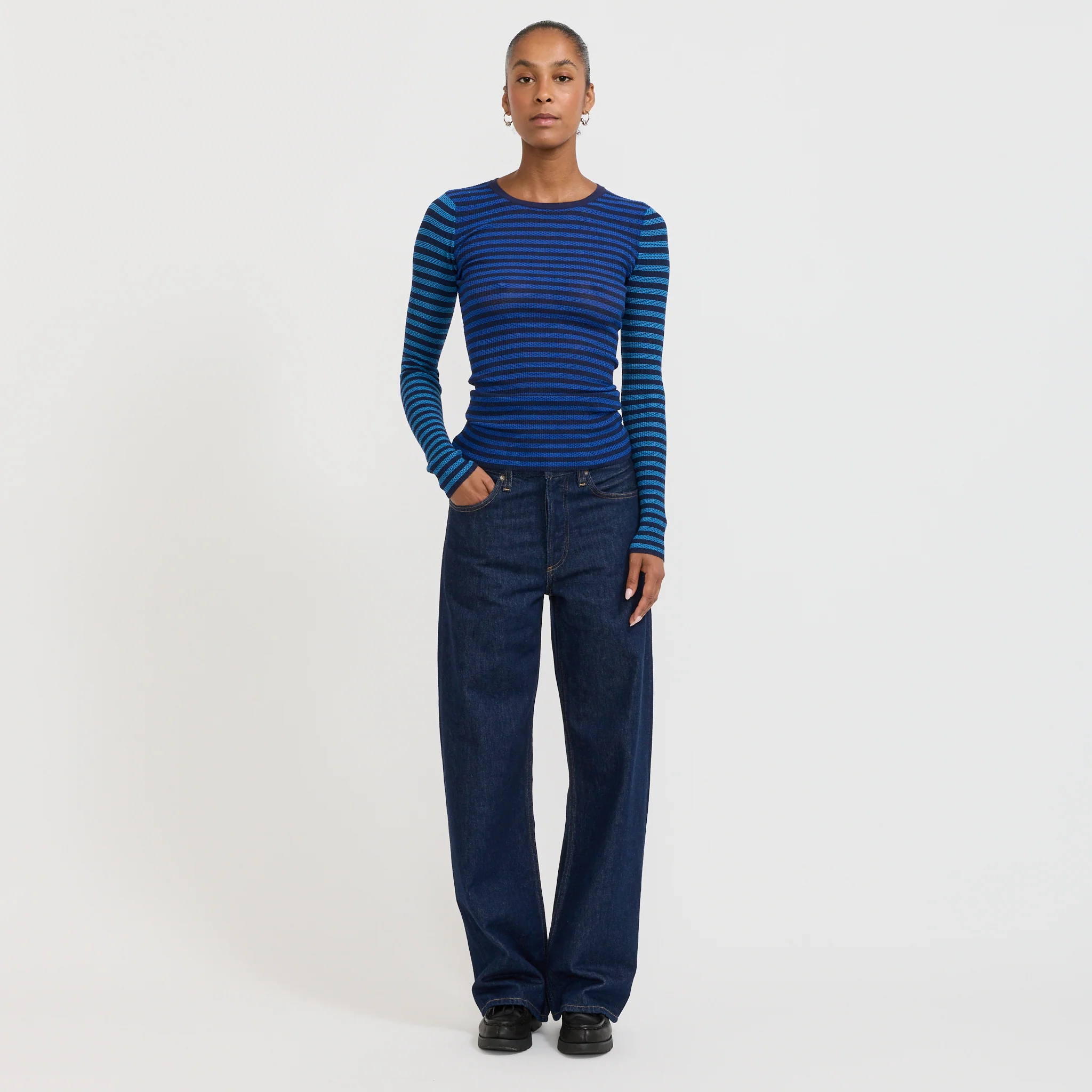Elise Stripe Top Navy Stripe - Image 2