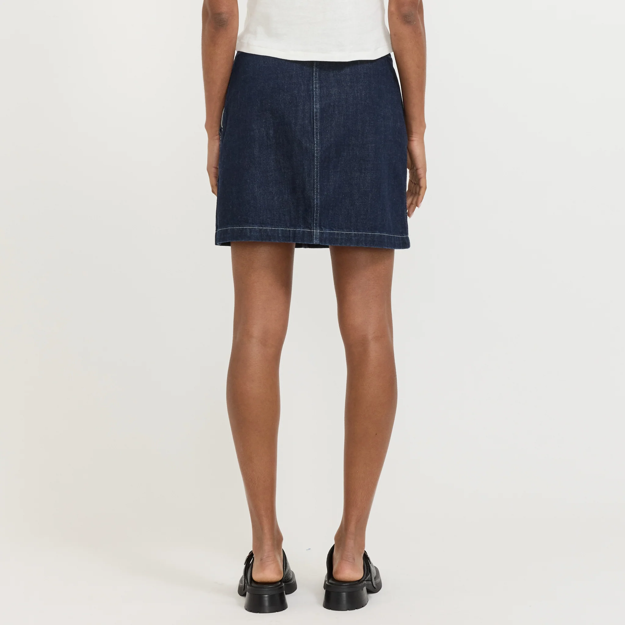 Elvy Workwear Denim Skirt Dark Blue - Image 4