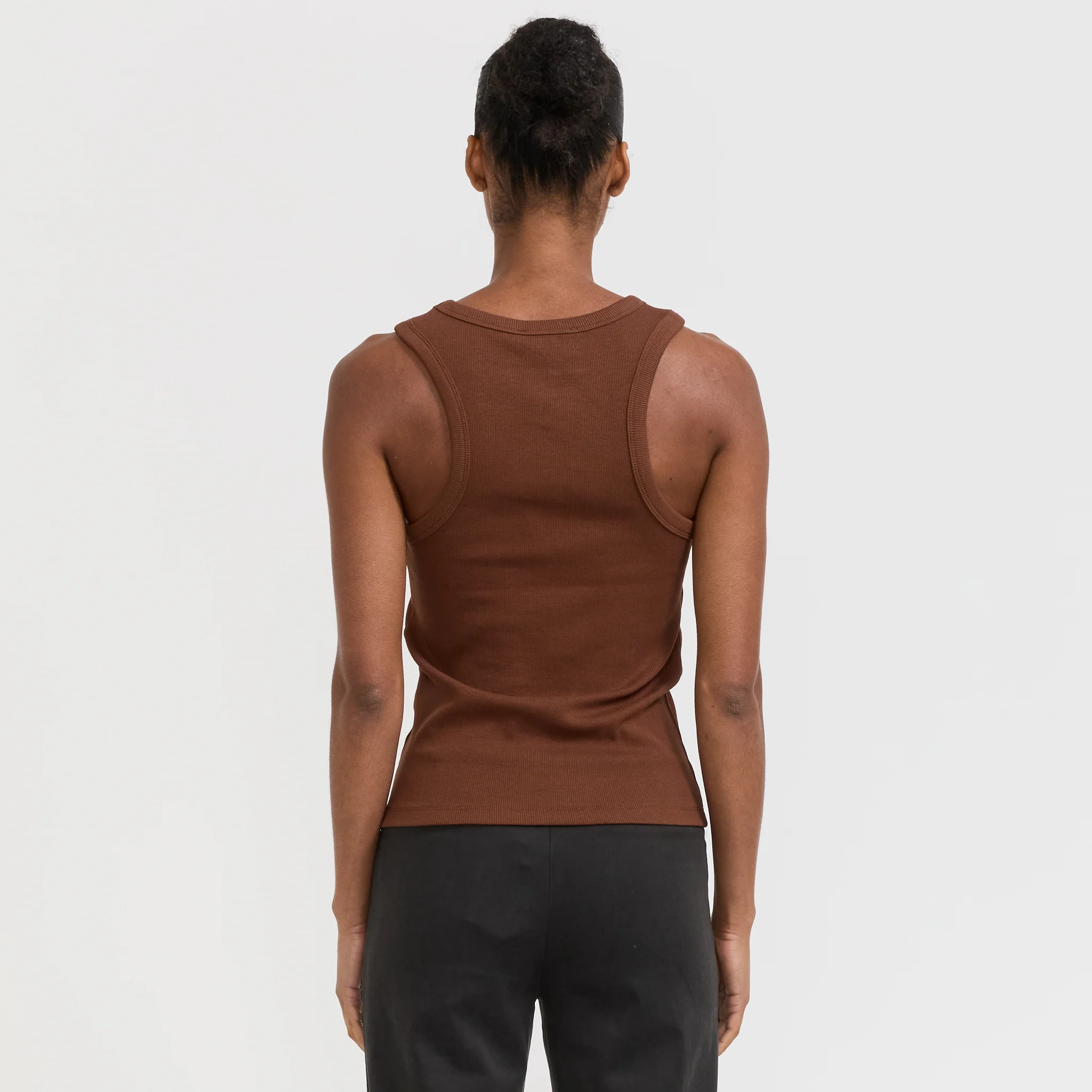 Embroidered Logo Tank Top Brown - Image 4