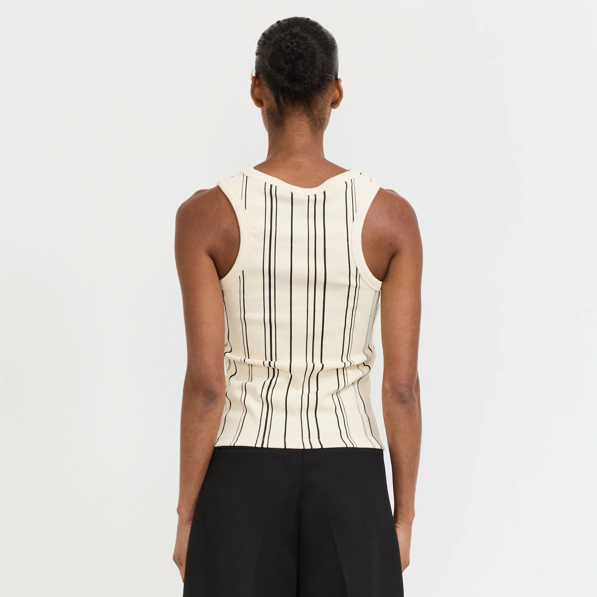 Embroidered Stripe Logo Tank Ecru - Image 4