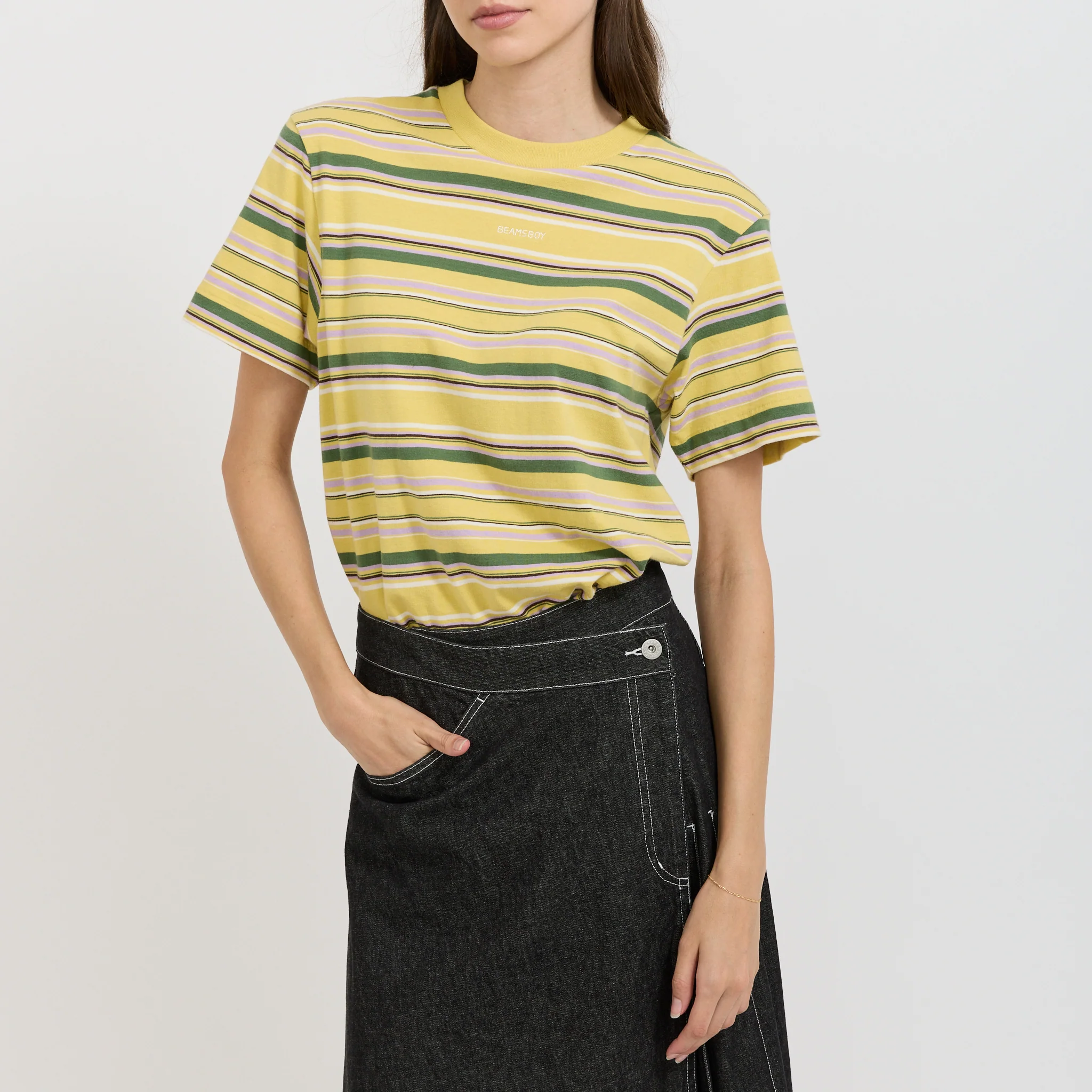 Embroidery Multi-Striped Short Sleeve Yellow - Image 5