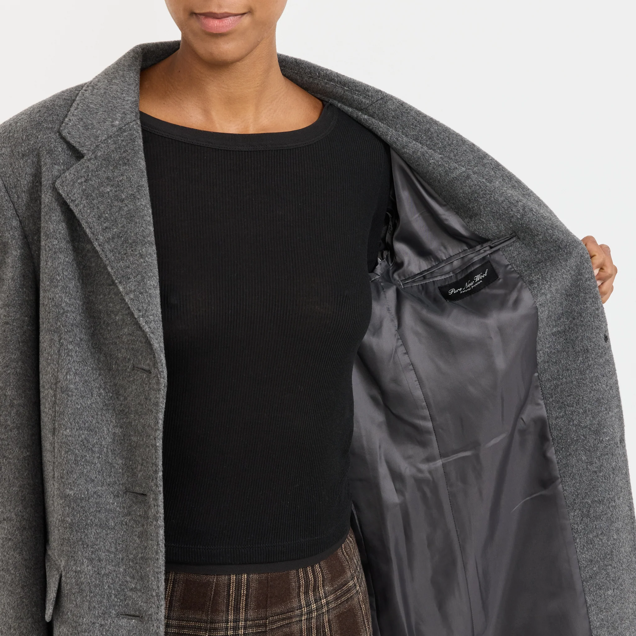 Essential Cashmere Singlet Coat Melange Grey - Image 8