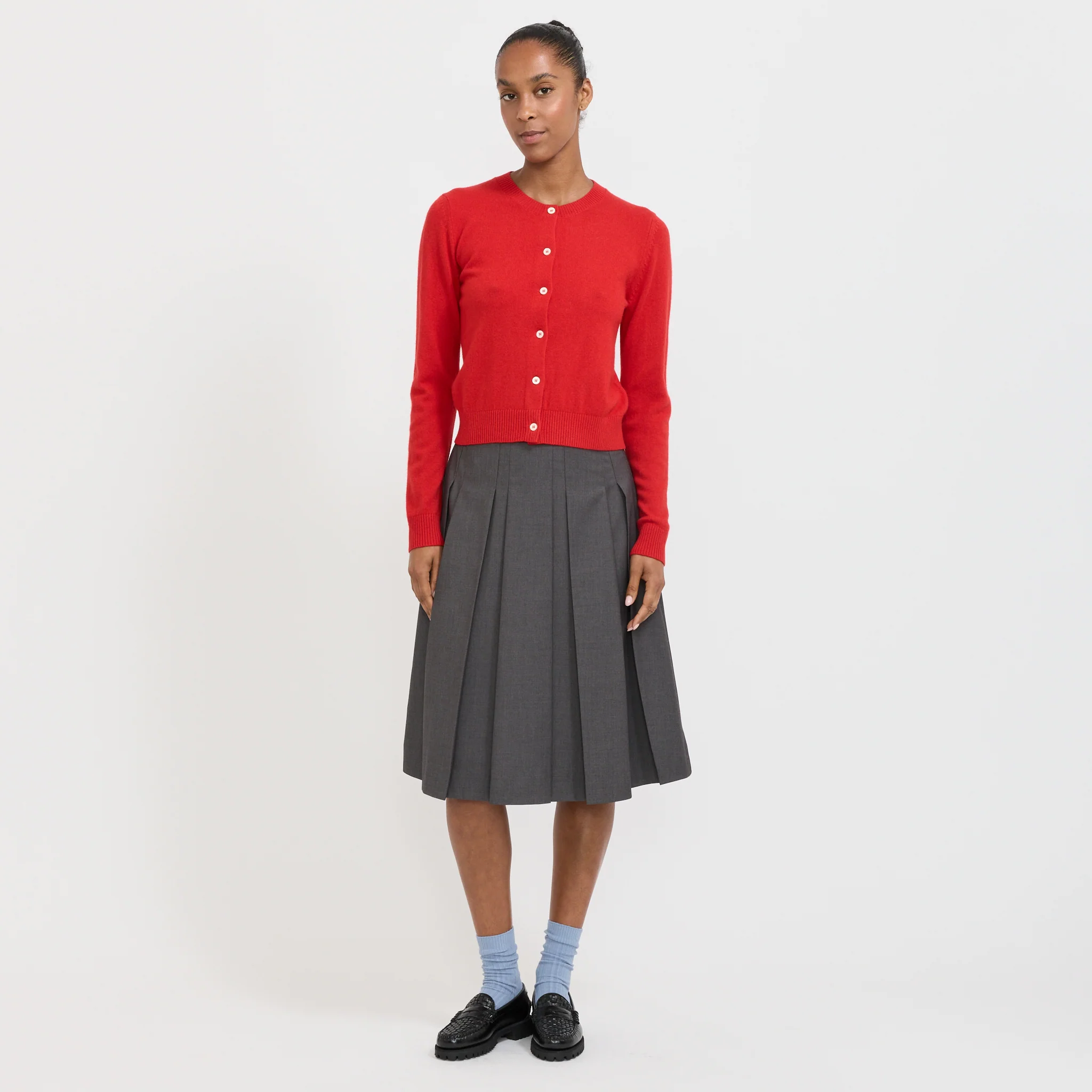 Essential Crewneck Knit Cardigan Tomato Red - Image 2