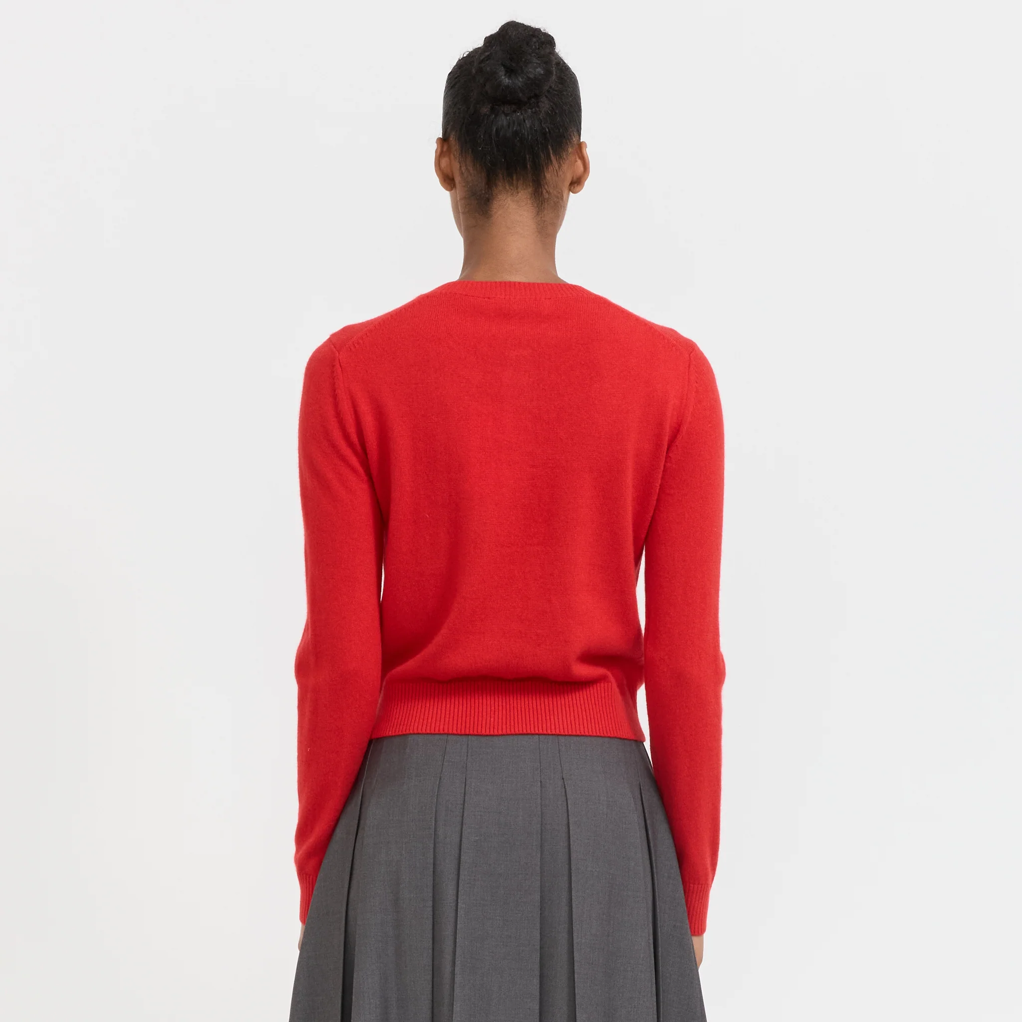 Essential Crewneck Knit Cardigan Tomato Red - Image 4