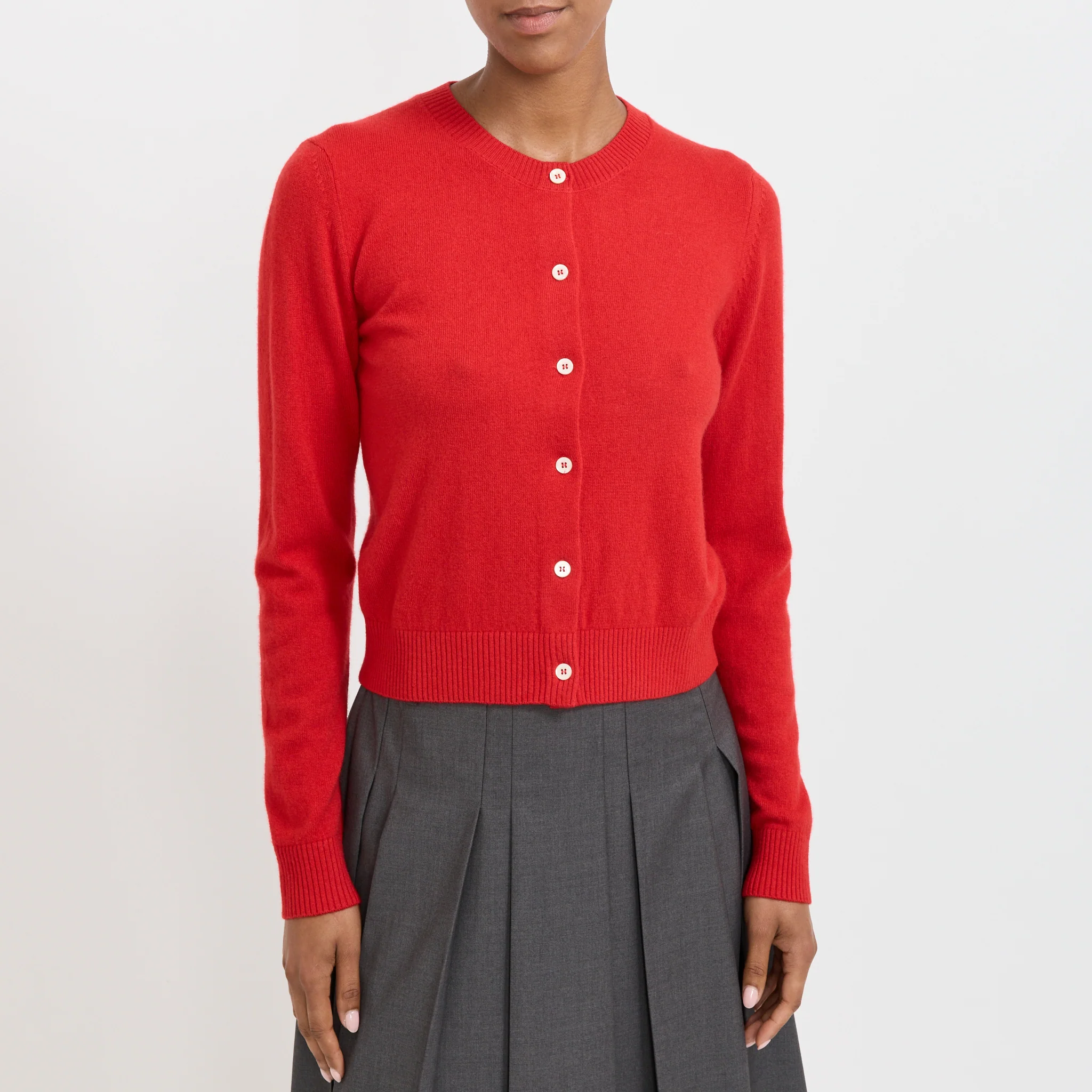 Essential Crewneck Knit Cardigan Tomato Red - Image 5