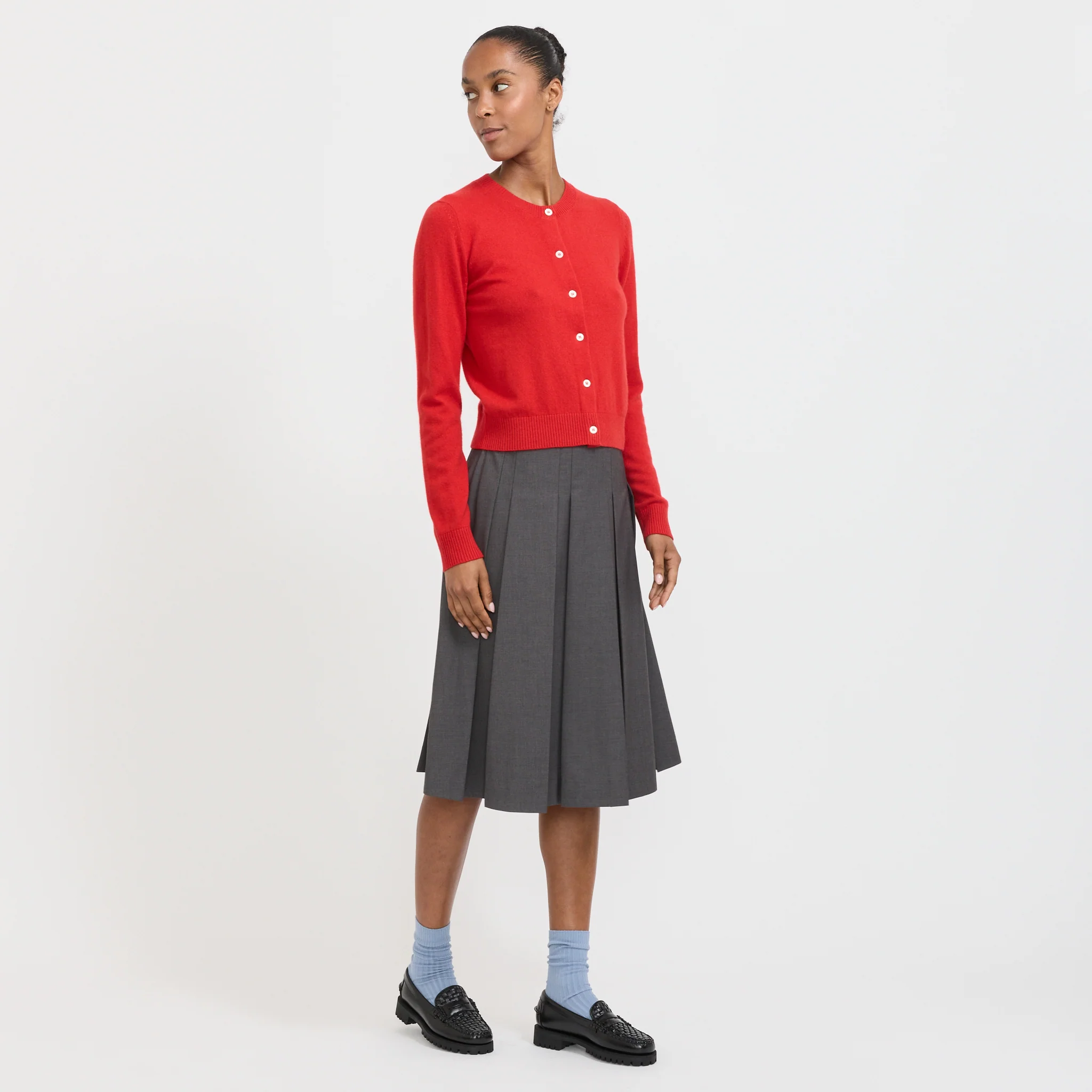 Essential Crewneck Knit Cardigan Tomato Red - Image 6