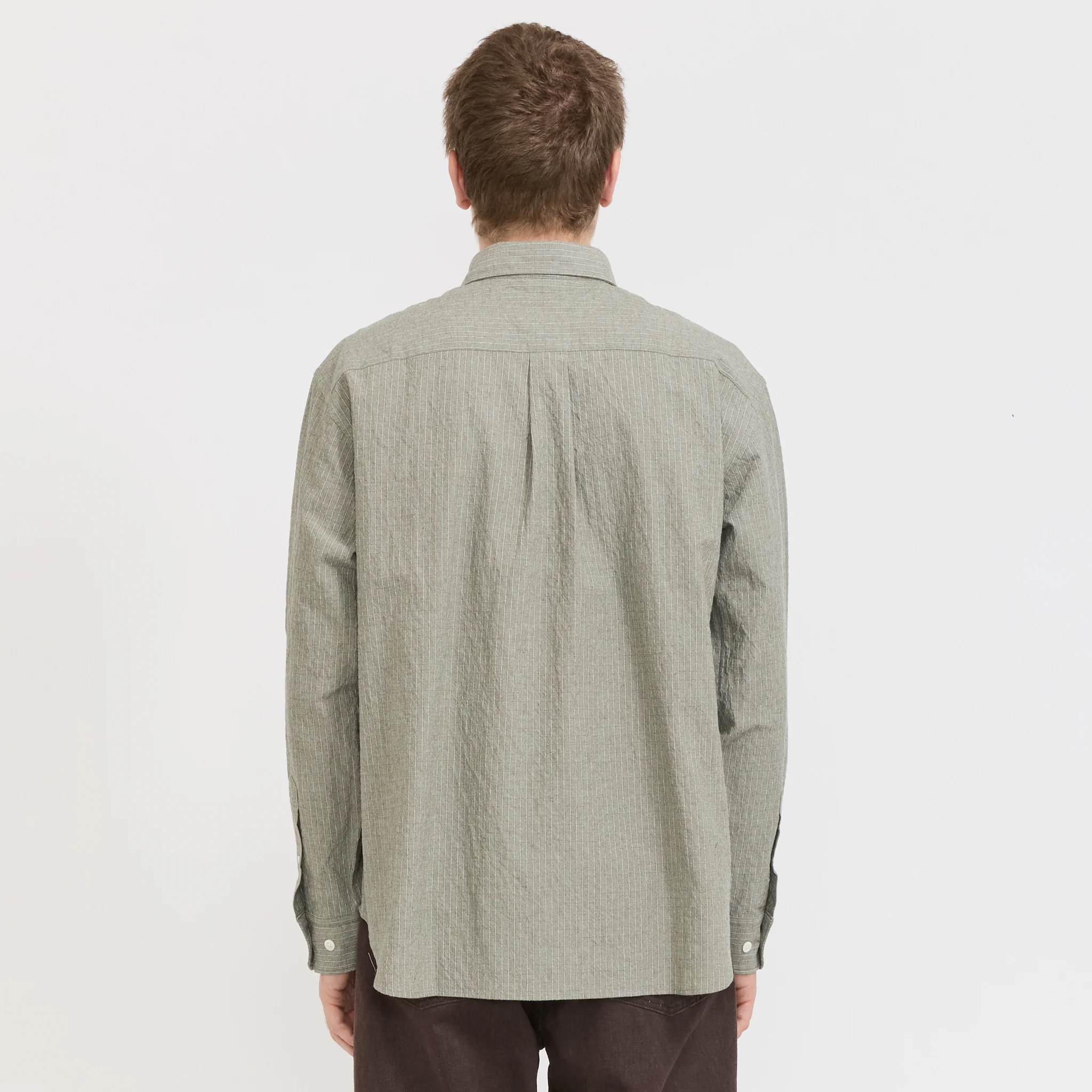 Falster Oversized Textured Stripe Shirt Vetiver - Image 4