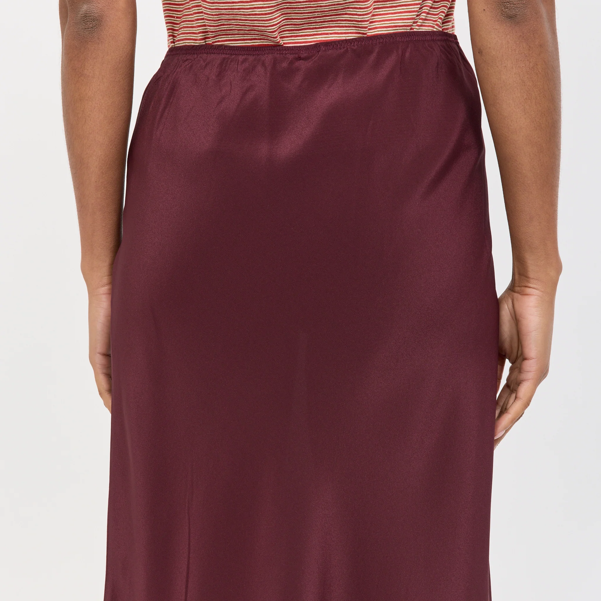 Fine Silk Crepe Slip Skirt Burgundy - Image 6