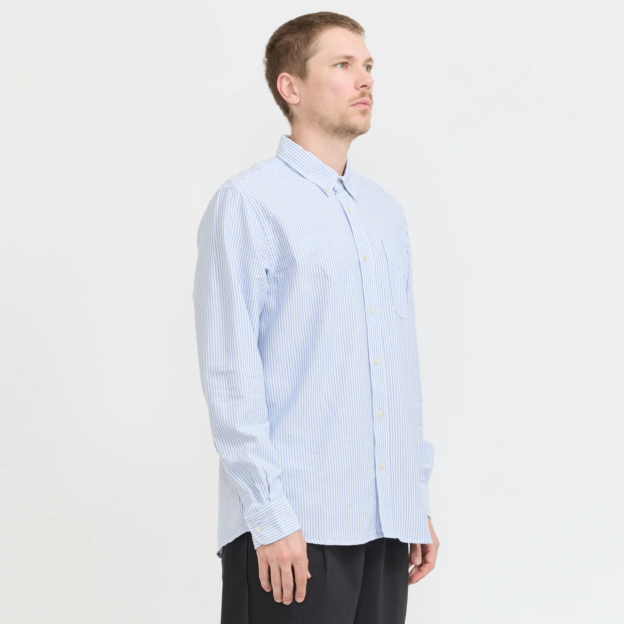Flag Regular Fit Pocket Oxford Shirt Blue Stripe - Image 3