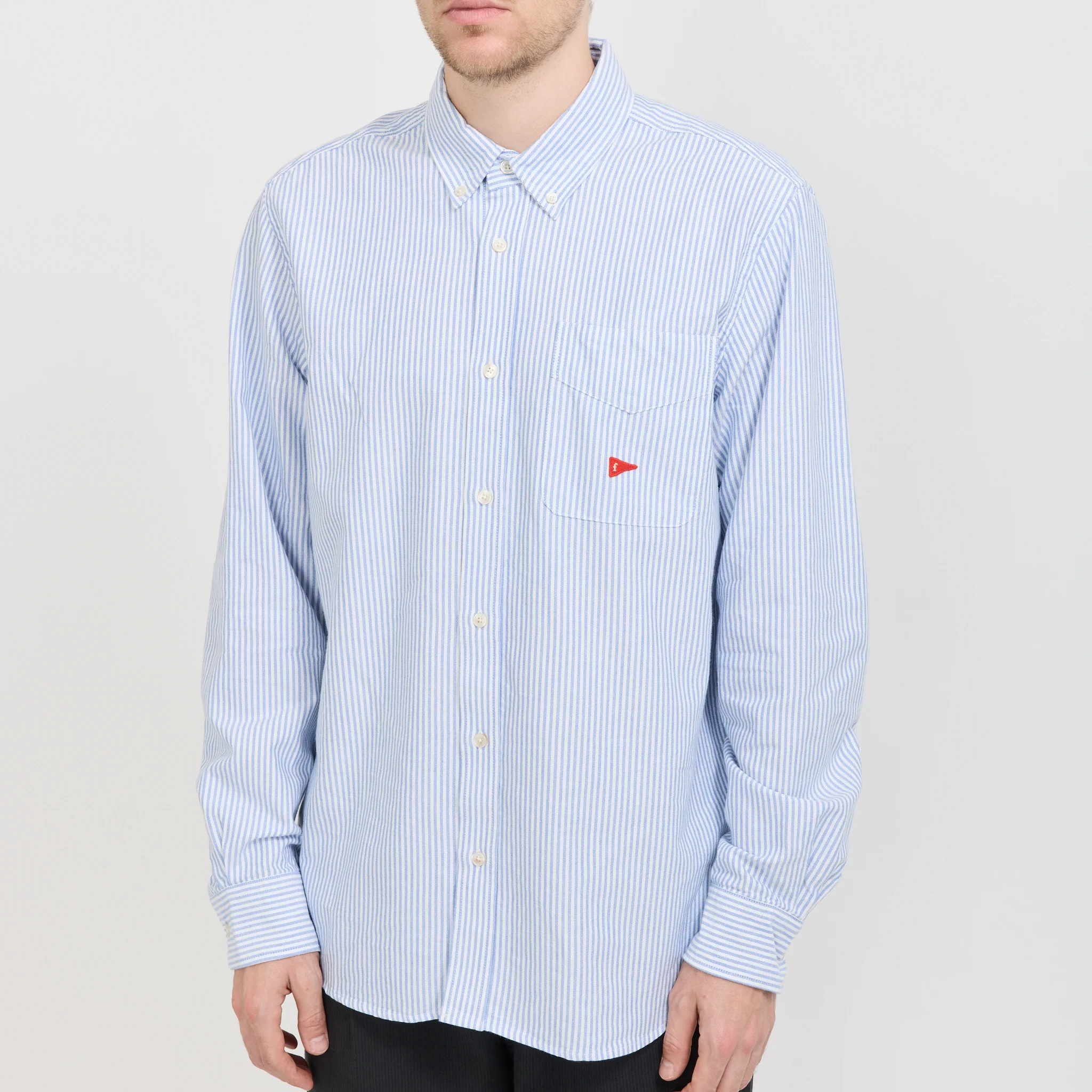 Flag Regular Fit Pocket Oxford Shirt Blue Stripe - Image 5