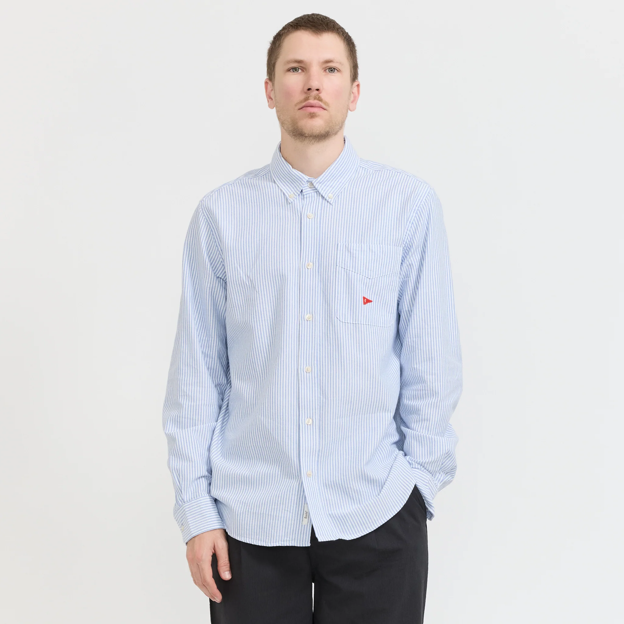 Flag Regular Fit Pocket Oxford Shirt Blue Stripe - Image 6