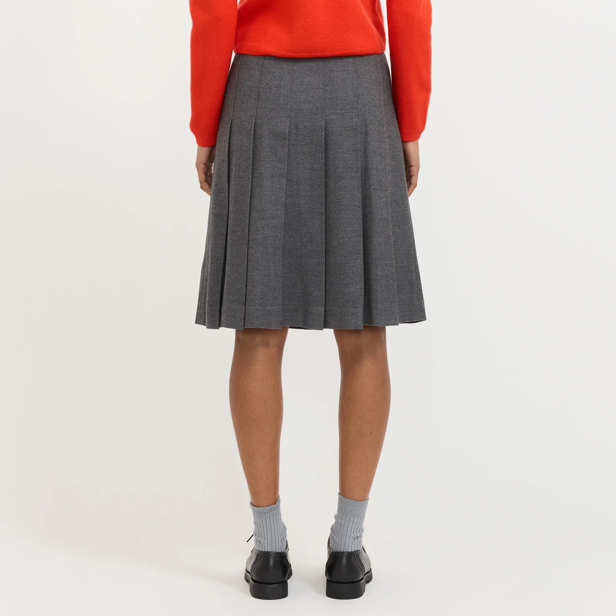Flannel Pleats Midi Skirt Melange Grey - Image 4