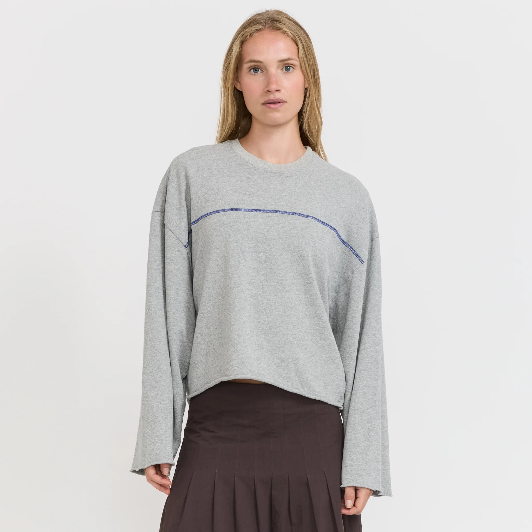 French Terry Yoke Detail L/S Grey Marle