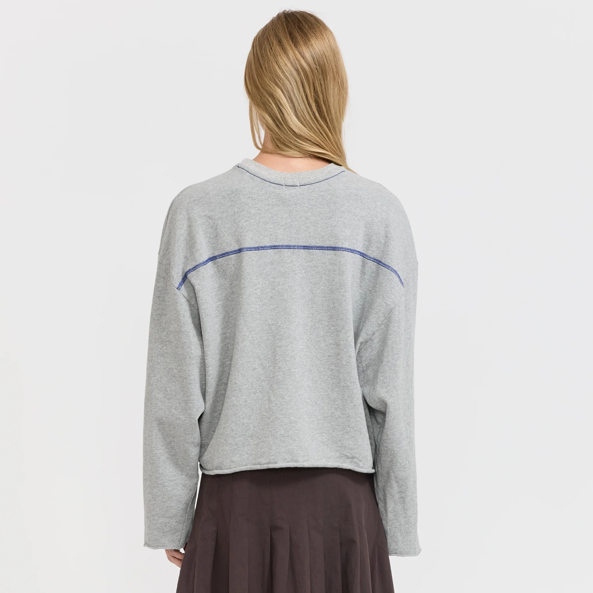 French Terry Yoke Detail L/S Grey Marle - Image 4