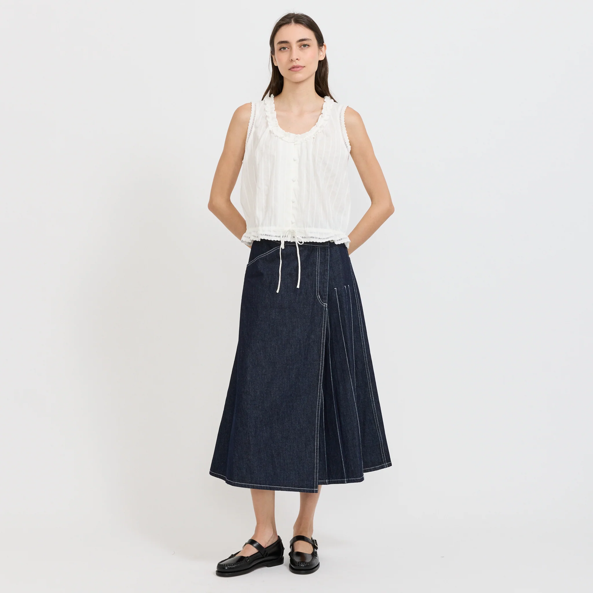Frilled Sleeveless Blouse White - Image 7