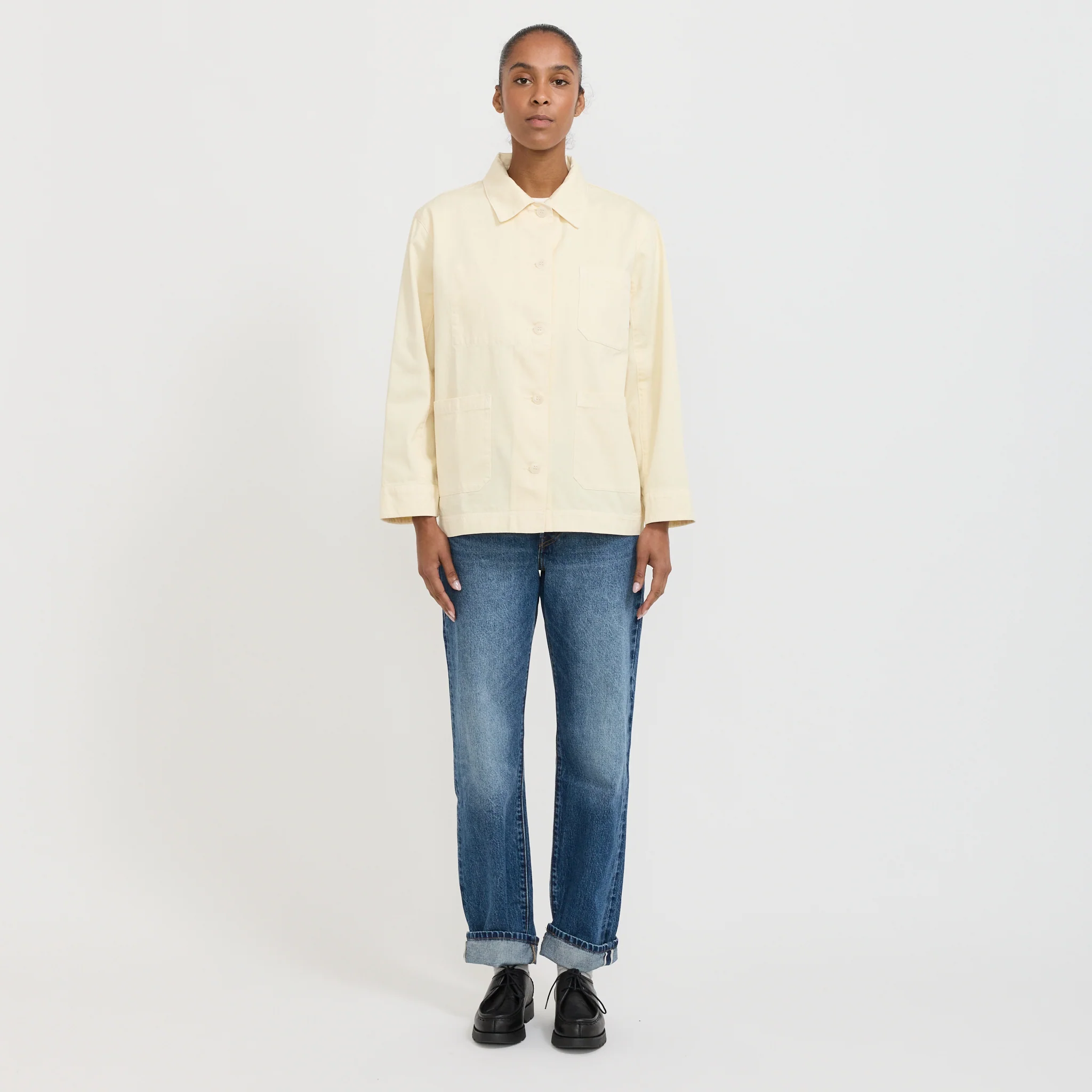 Gabardine Work Jacket Ivory - Image 2