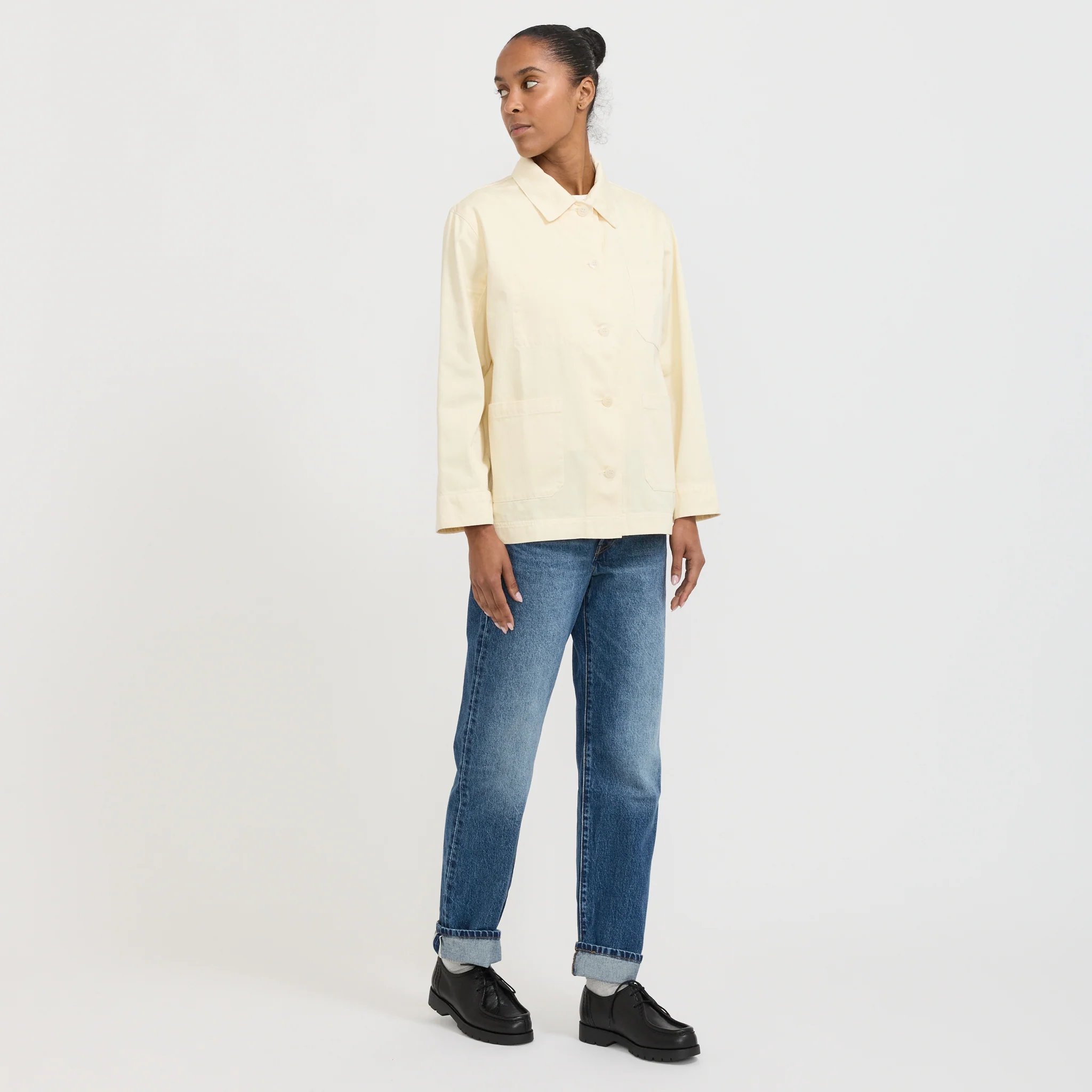 Gabardine Work Jacket Ivory - Image 4