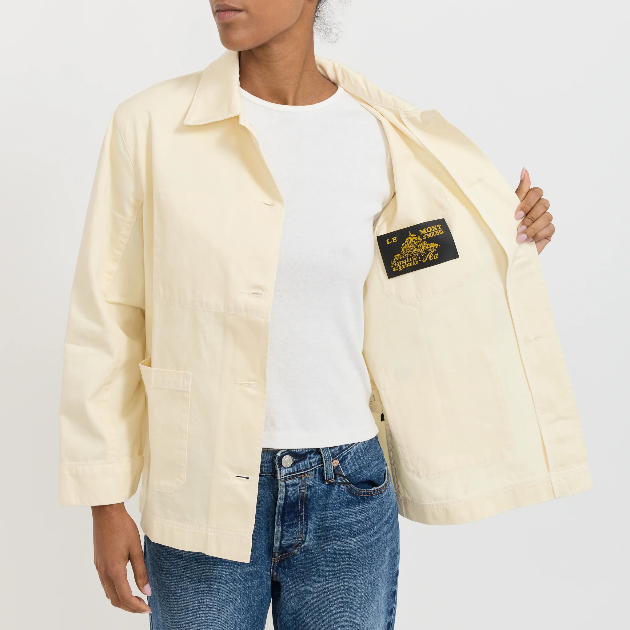 Gabardine Work Jacket Ivory - Image 8