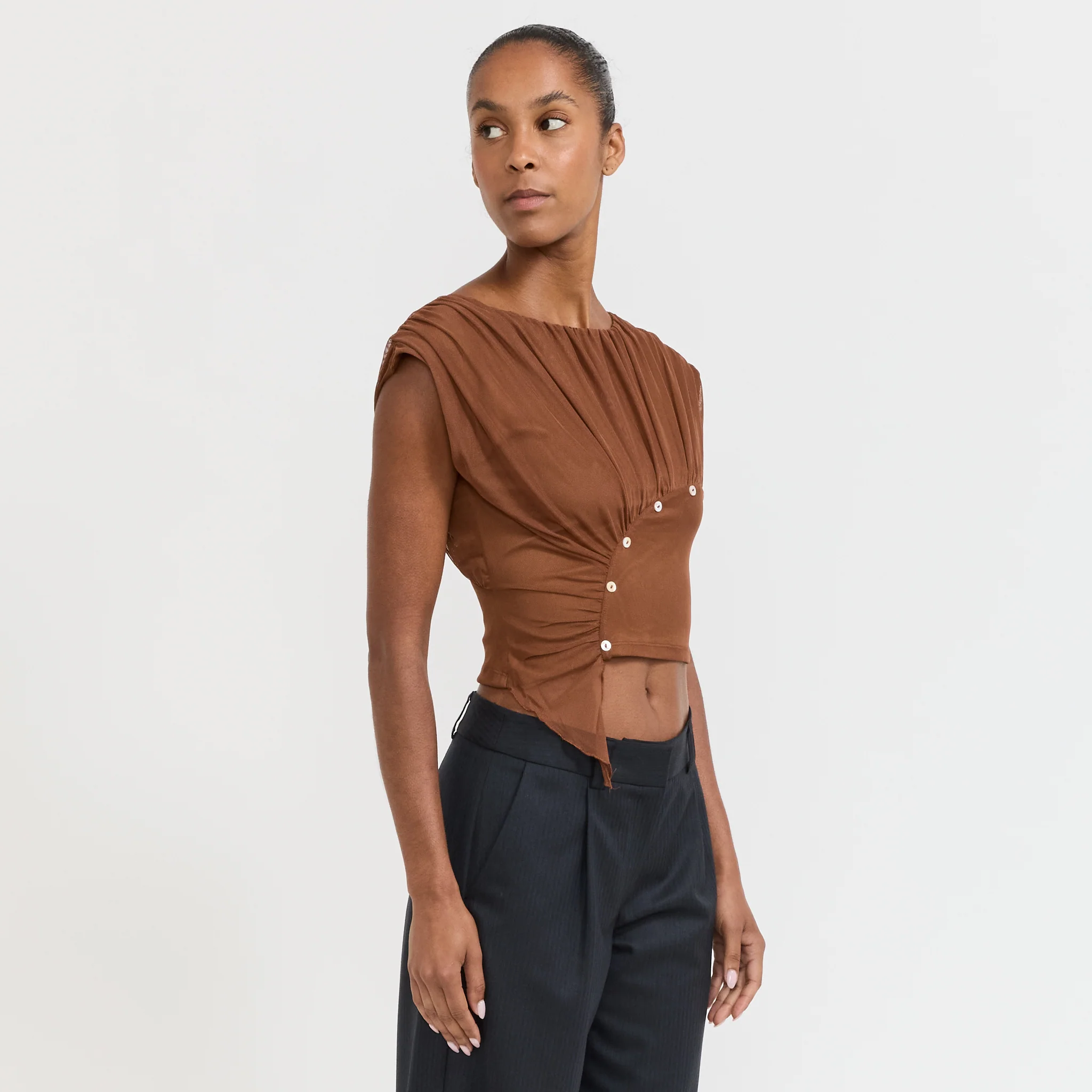 Gemini Draped Top Brown - Image 3