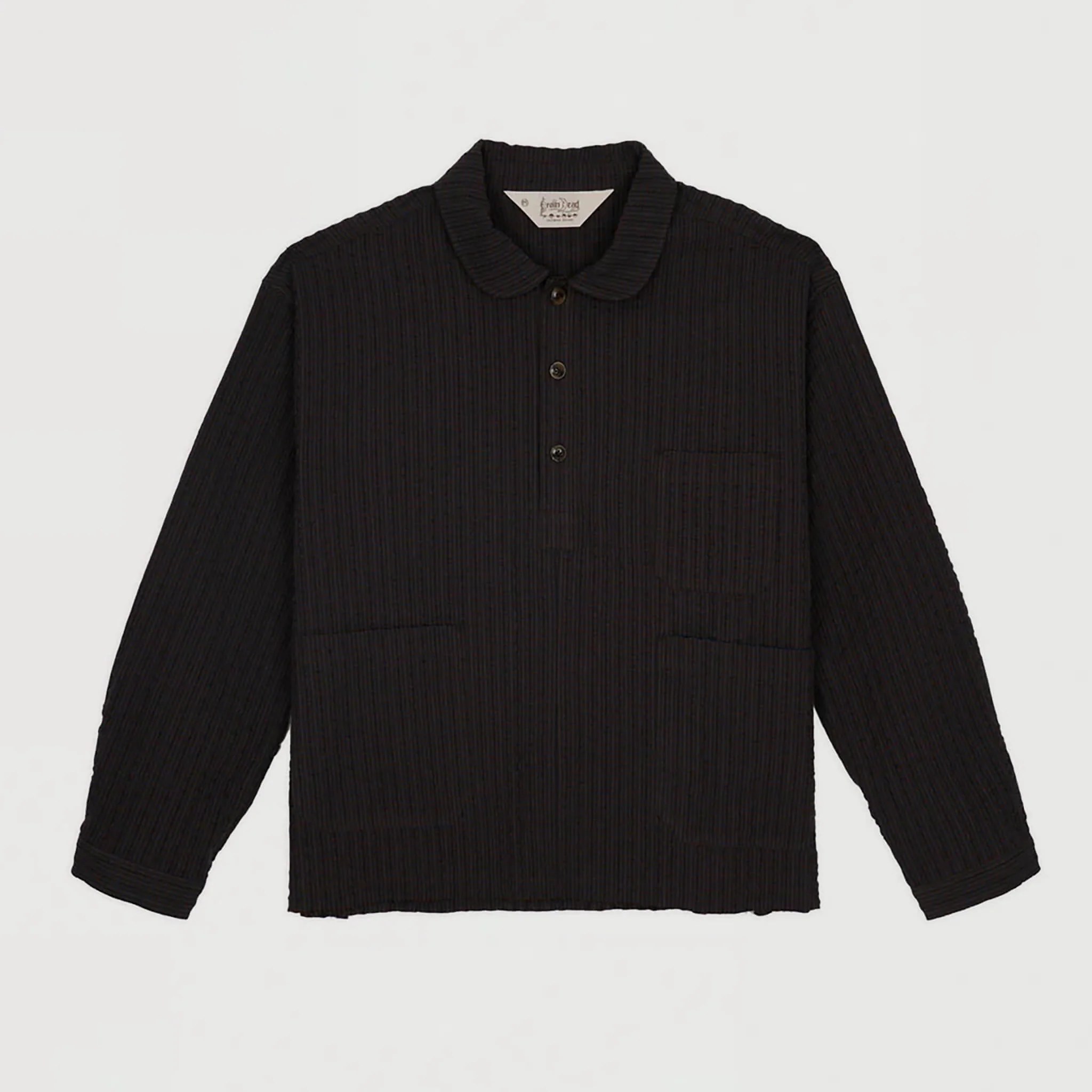 Gingham Round Collar Shirt Black - Image 8