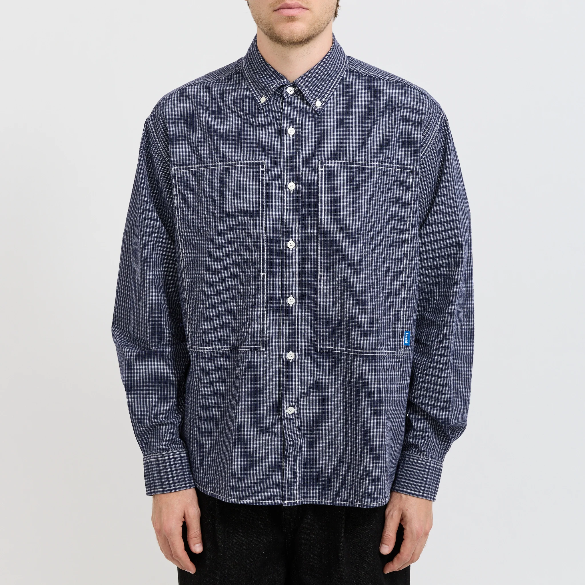 Grant Shirt Navy Check - Image 7