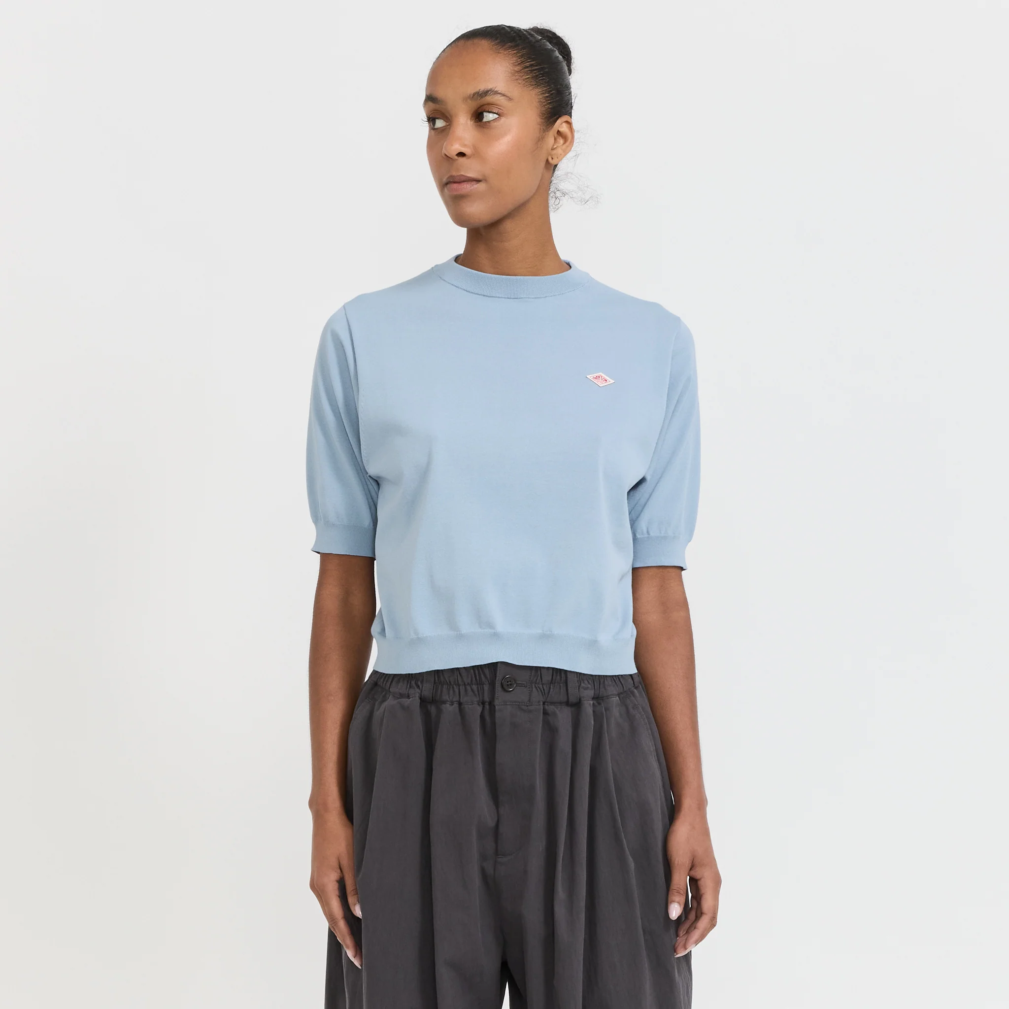 Half Sleeve Crew Neck Light Blue