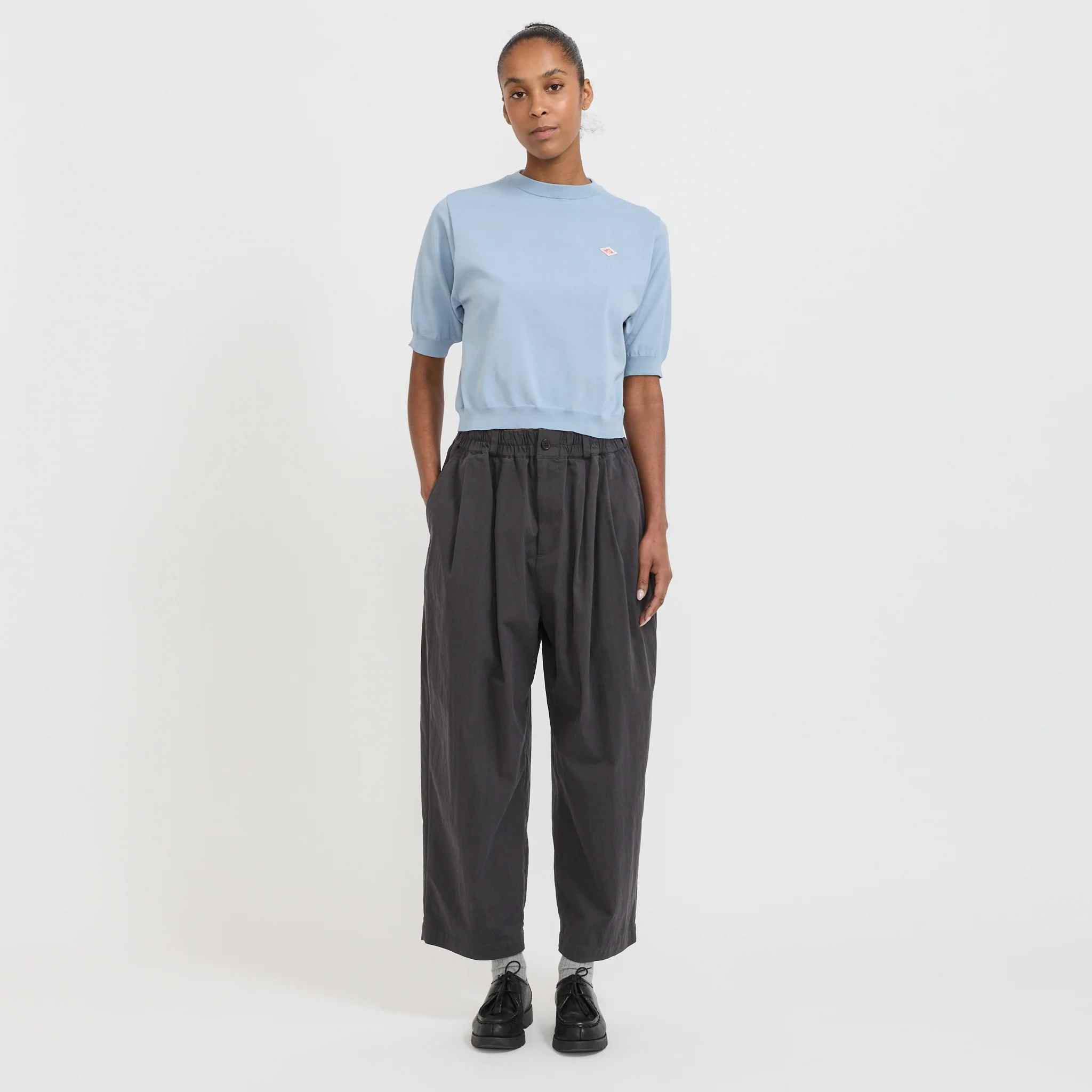 Half Sleeve Crew Neck Light Blue - Image 2