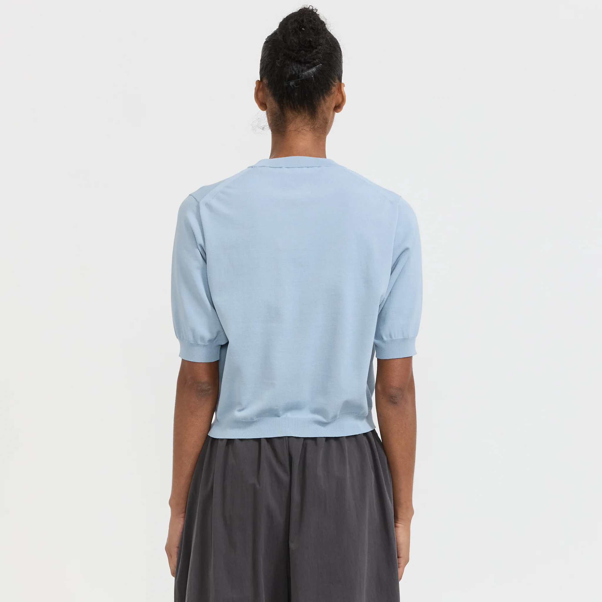 Half Sleeve Crew Neck Light Blue - Image 4