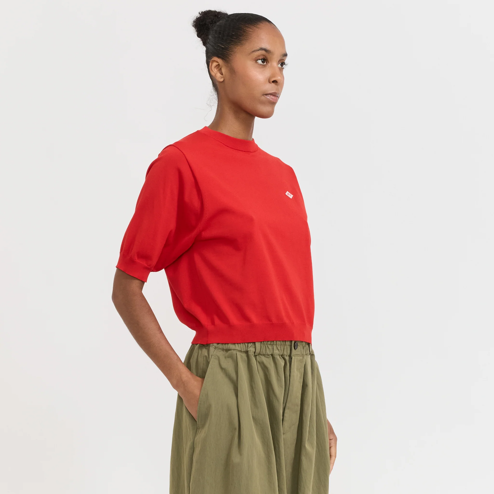 Half Sleeve Crew Neck Red - Image 3