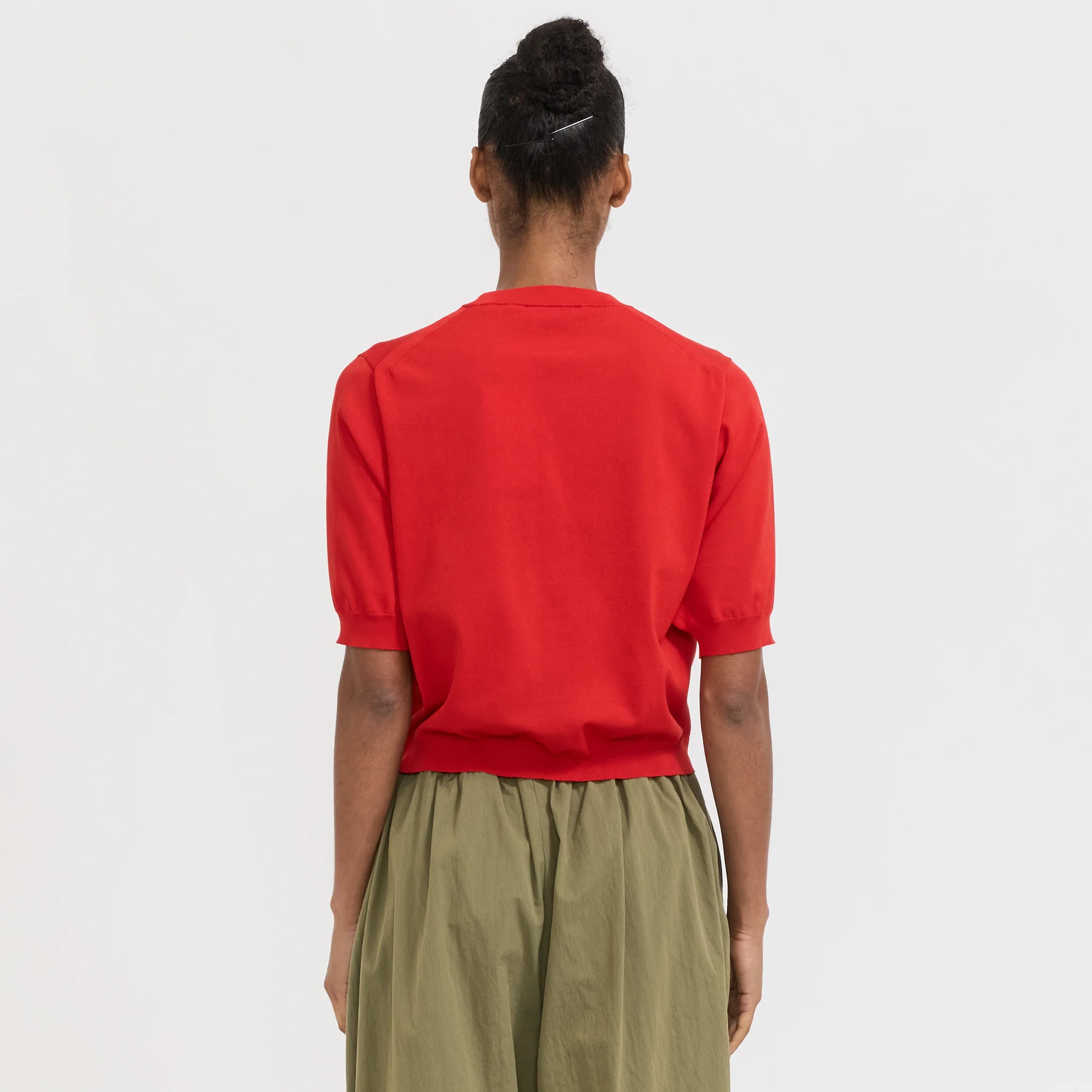 Half Sleeve Crew Neck Red - Image 4