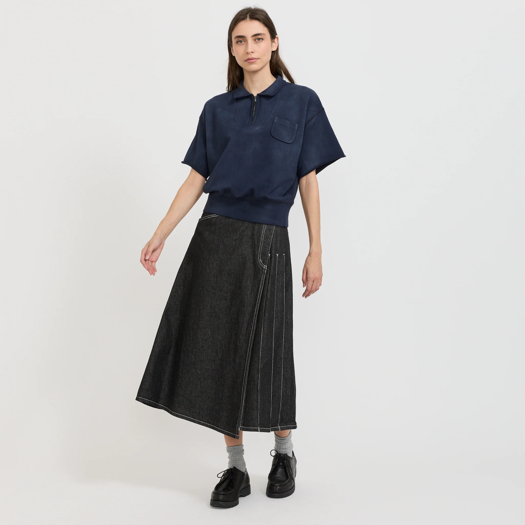 Half Zip Short Sleeve Sweater Navy - Image 2