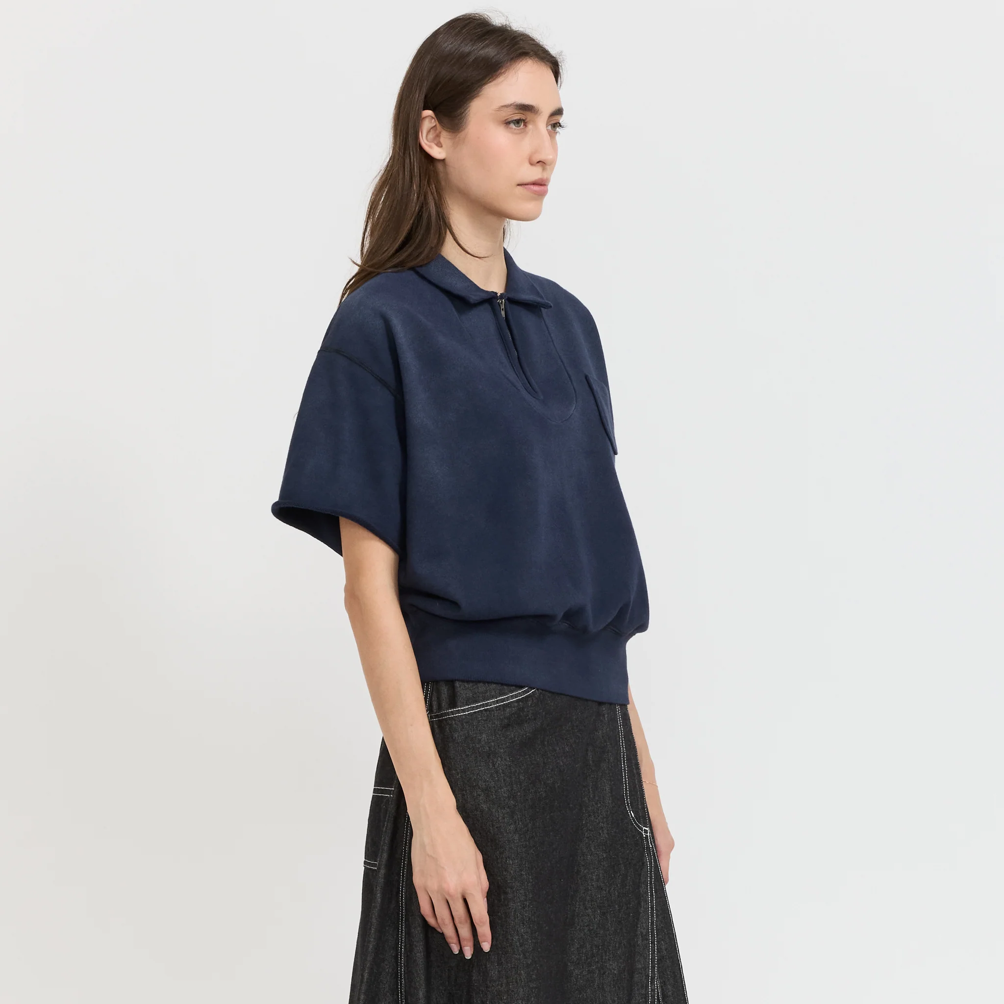 Half Zip Short Sleeve Sweater Navy - Image 3